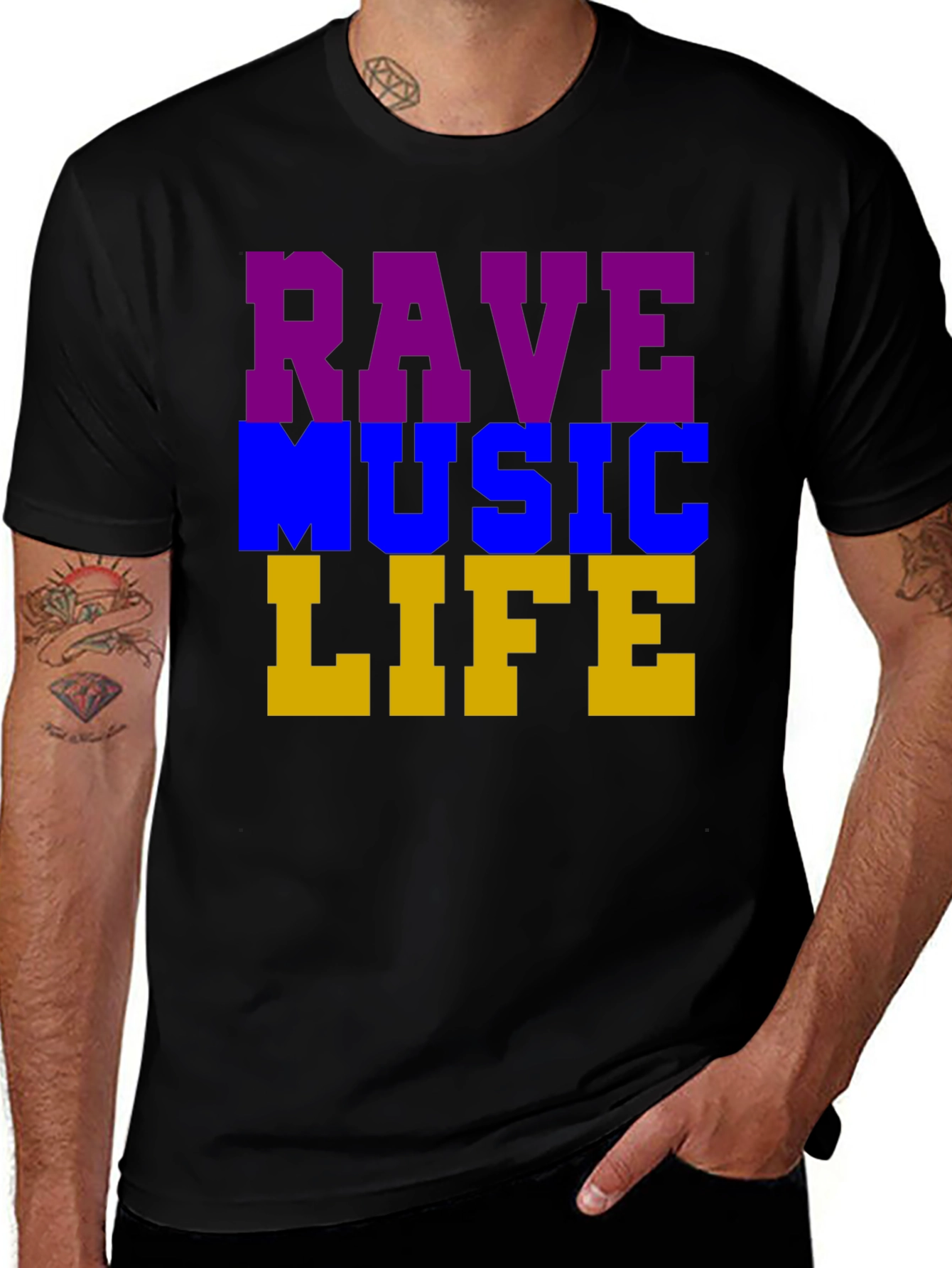Rave Music Life Graphic T-Shirt - Black