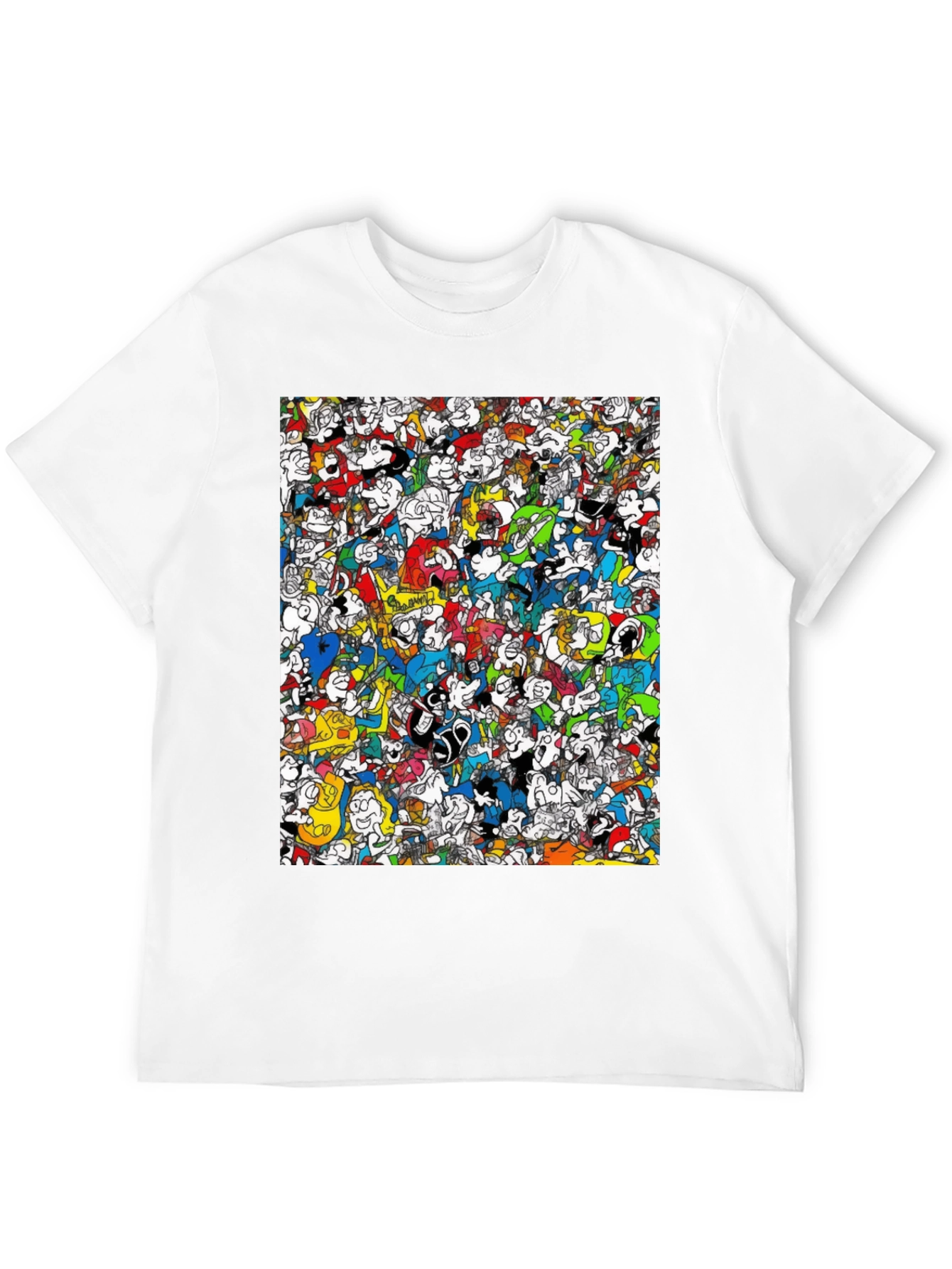 Cartoon Character Print Black Tee