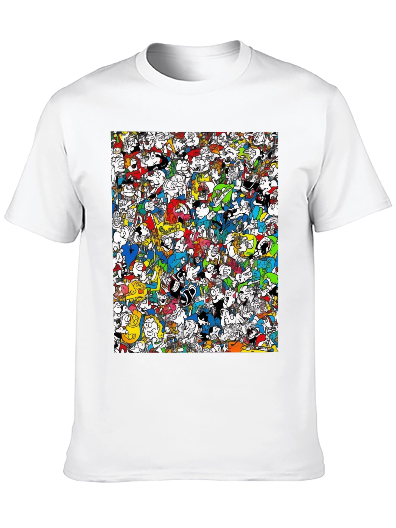 Cartoon Character Print Black Tee