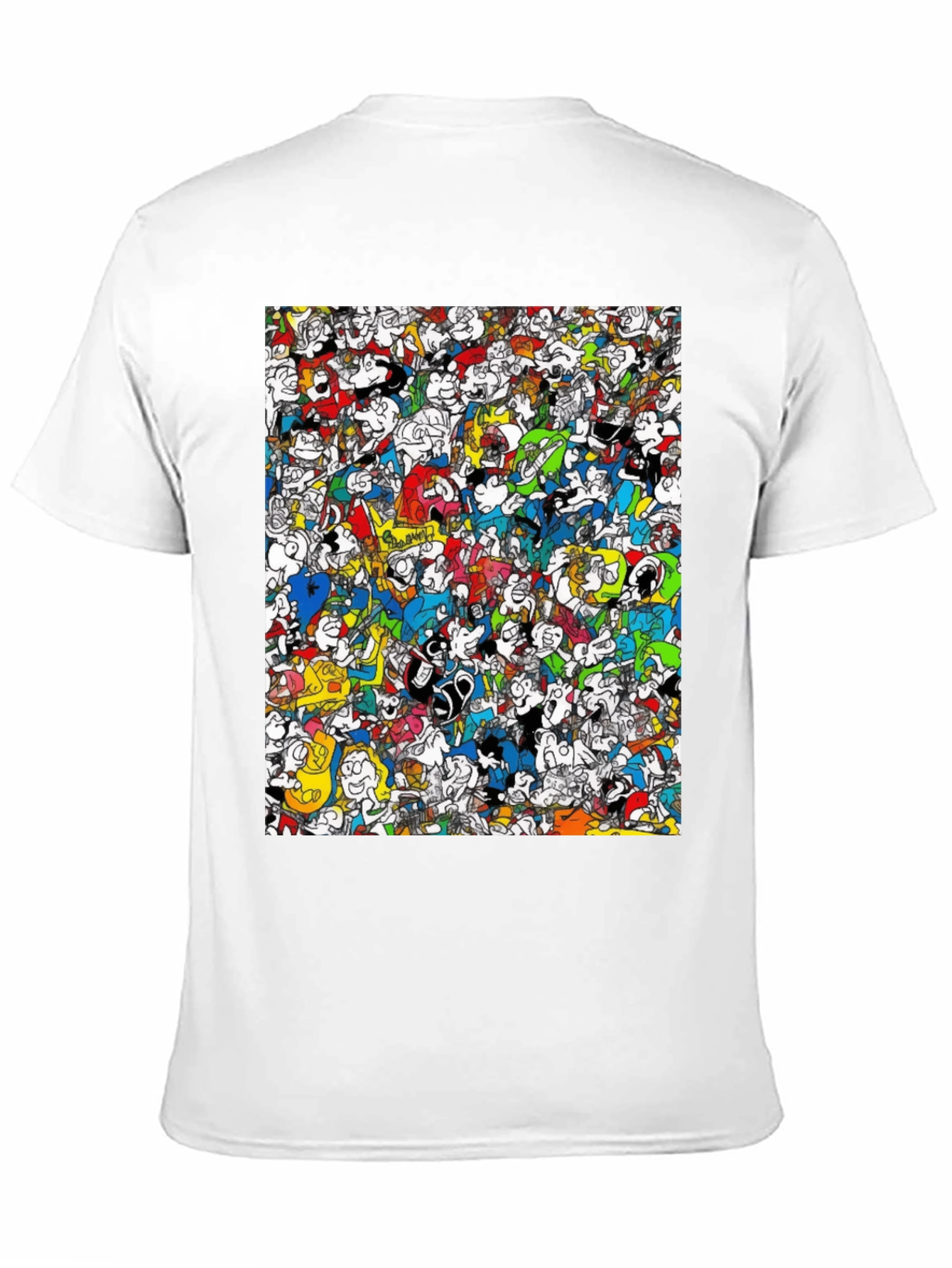 Cartoon Character Print Black Tee