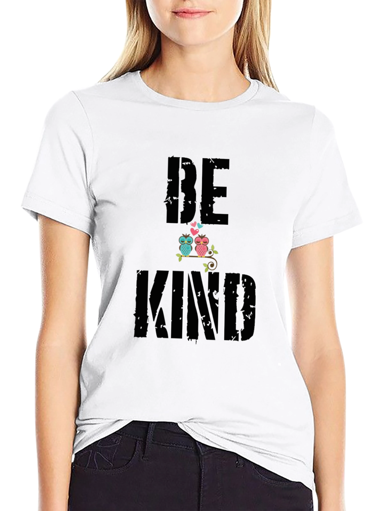 Be Kind Owl Graphic Black T-Shirt