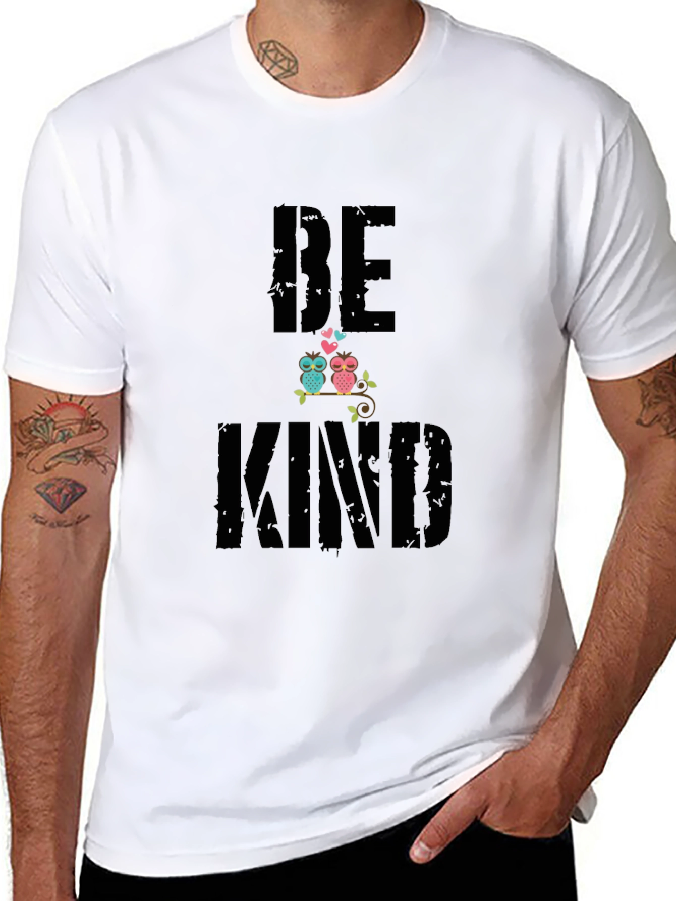 Be Kind Owl Graphic Black T-Shirt