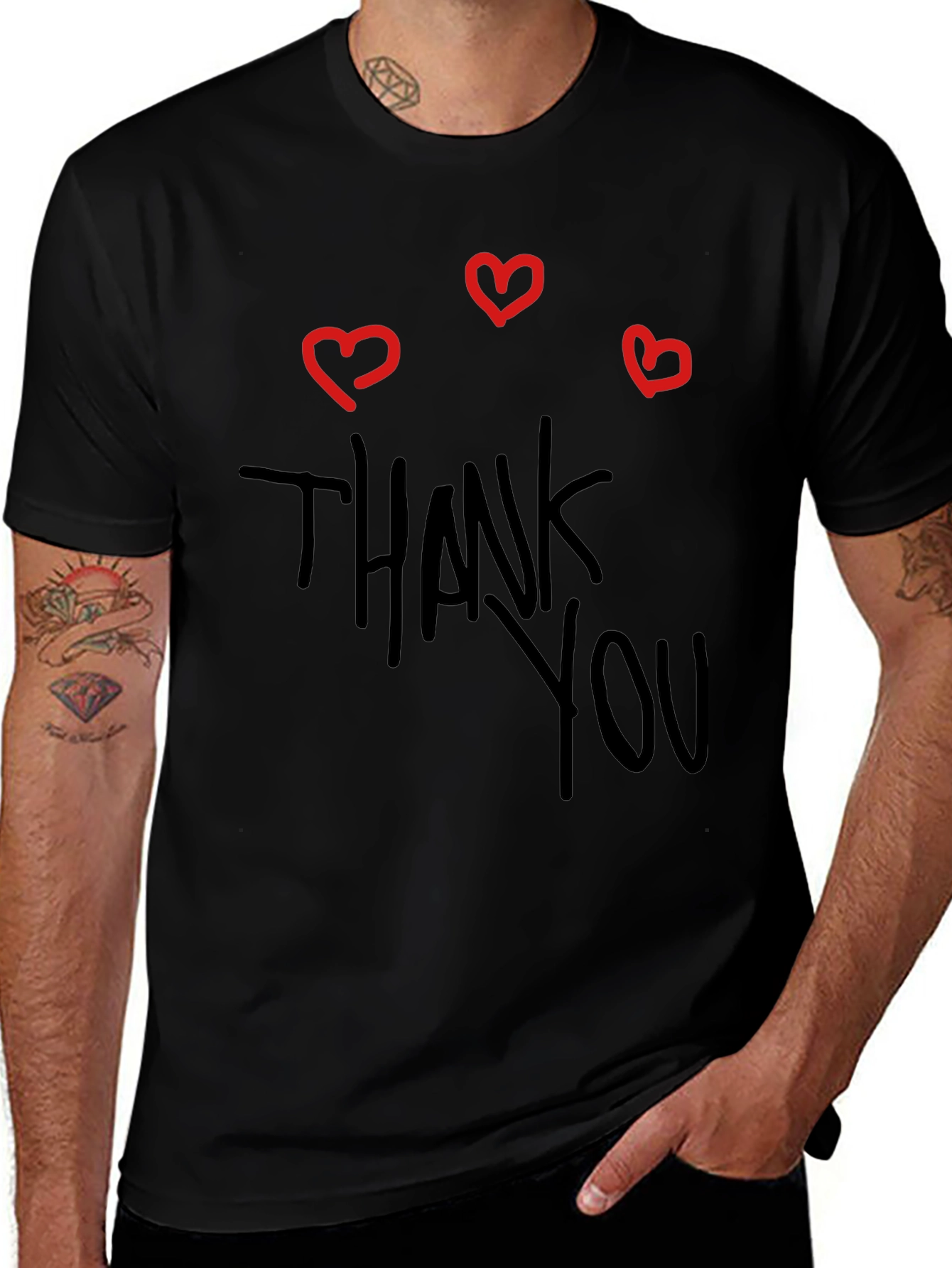 Thank You T-Shirt with Heart Graphics