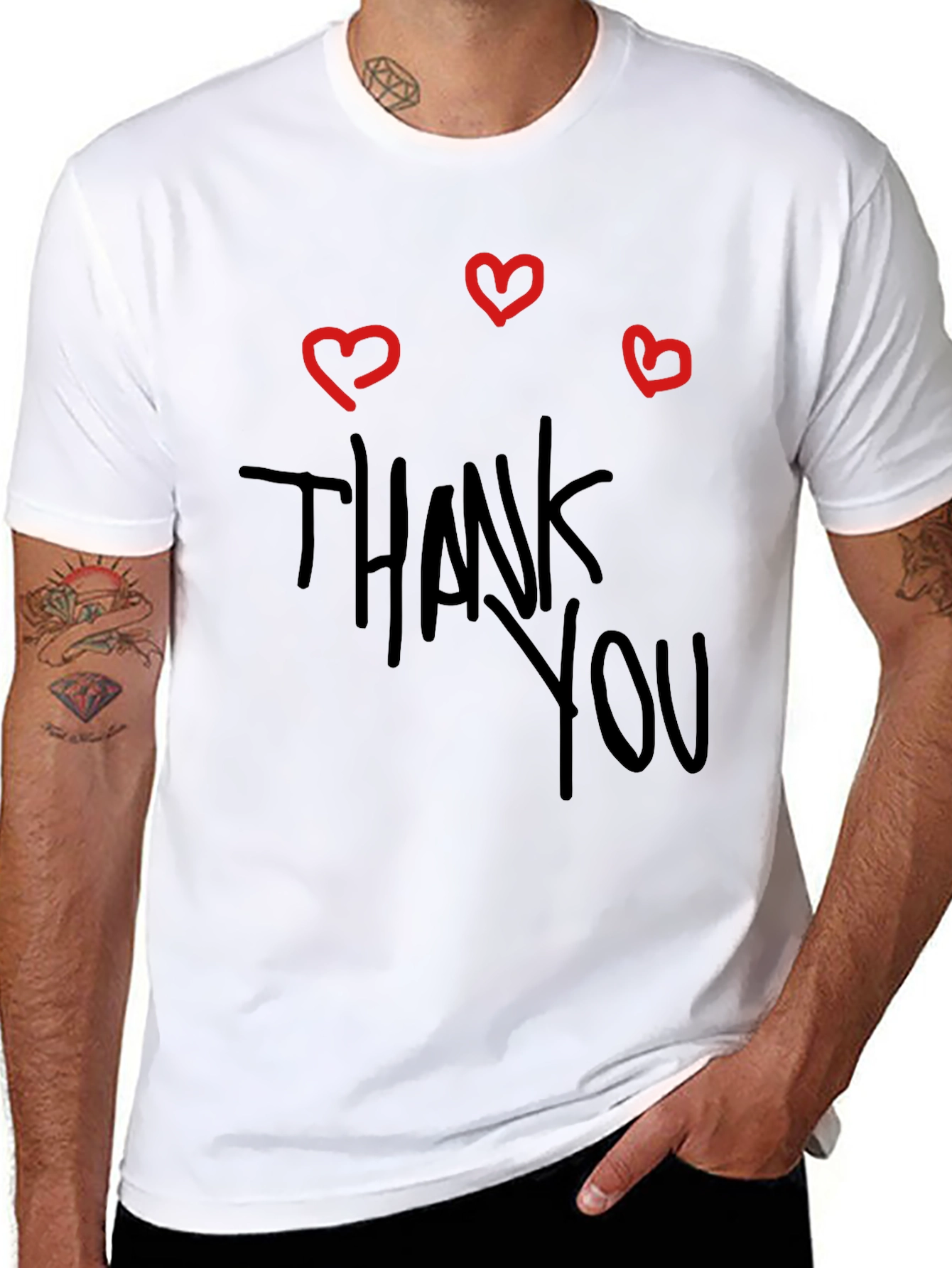 Thank You T-Shirt with Heart Graphics