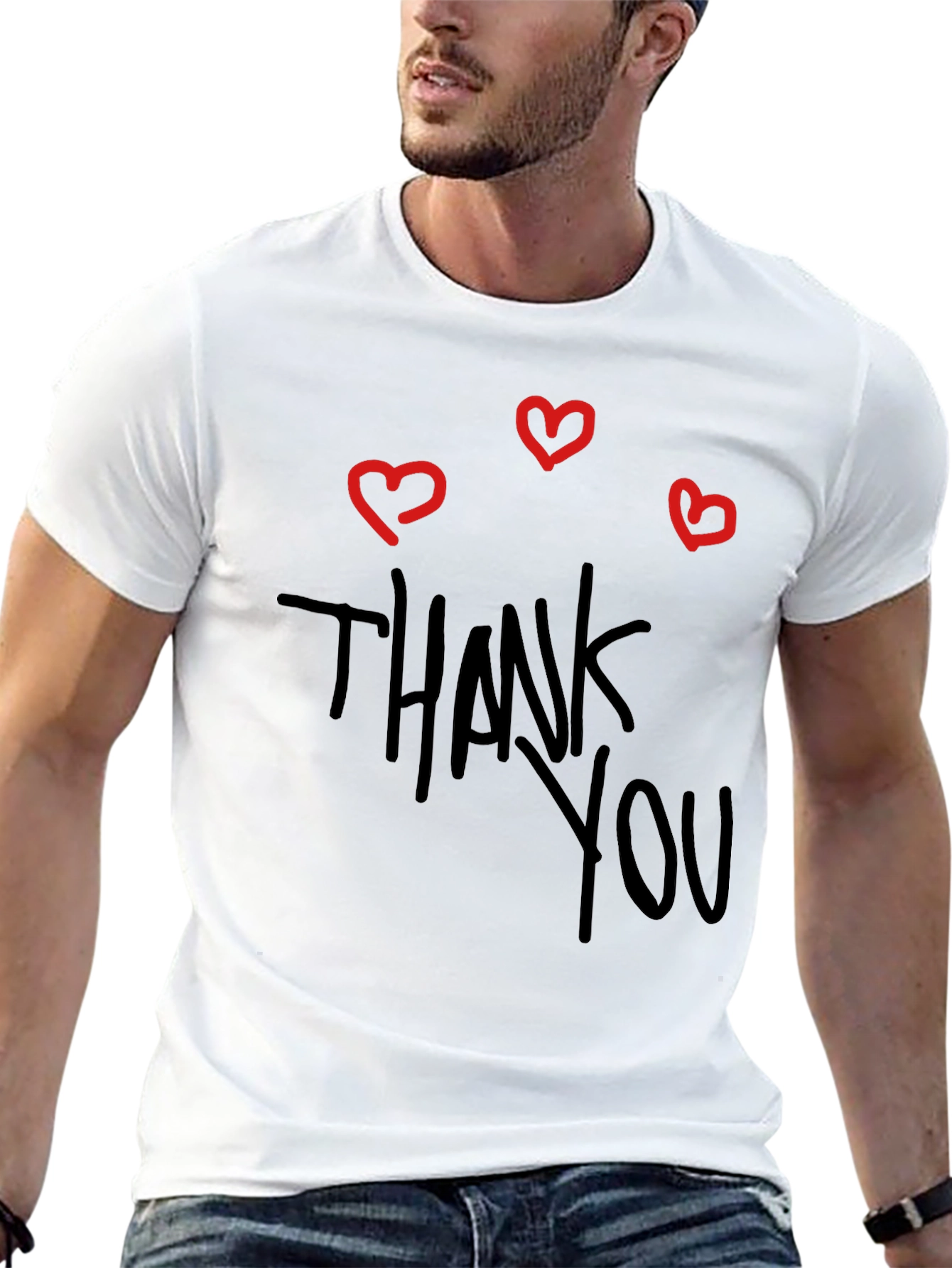 Thank You T-Shirt with Heart Graphics