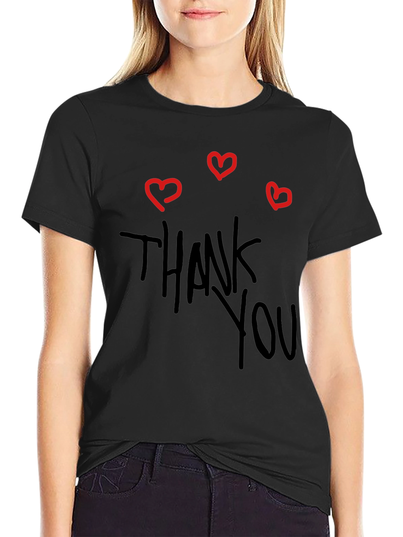 Thank You T-Shirt with Heart Graphics