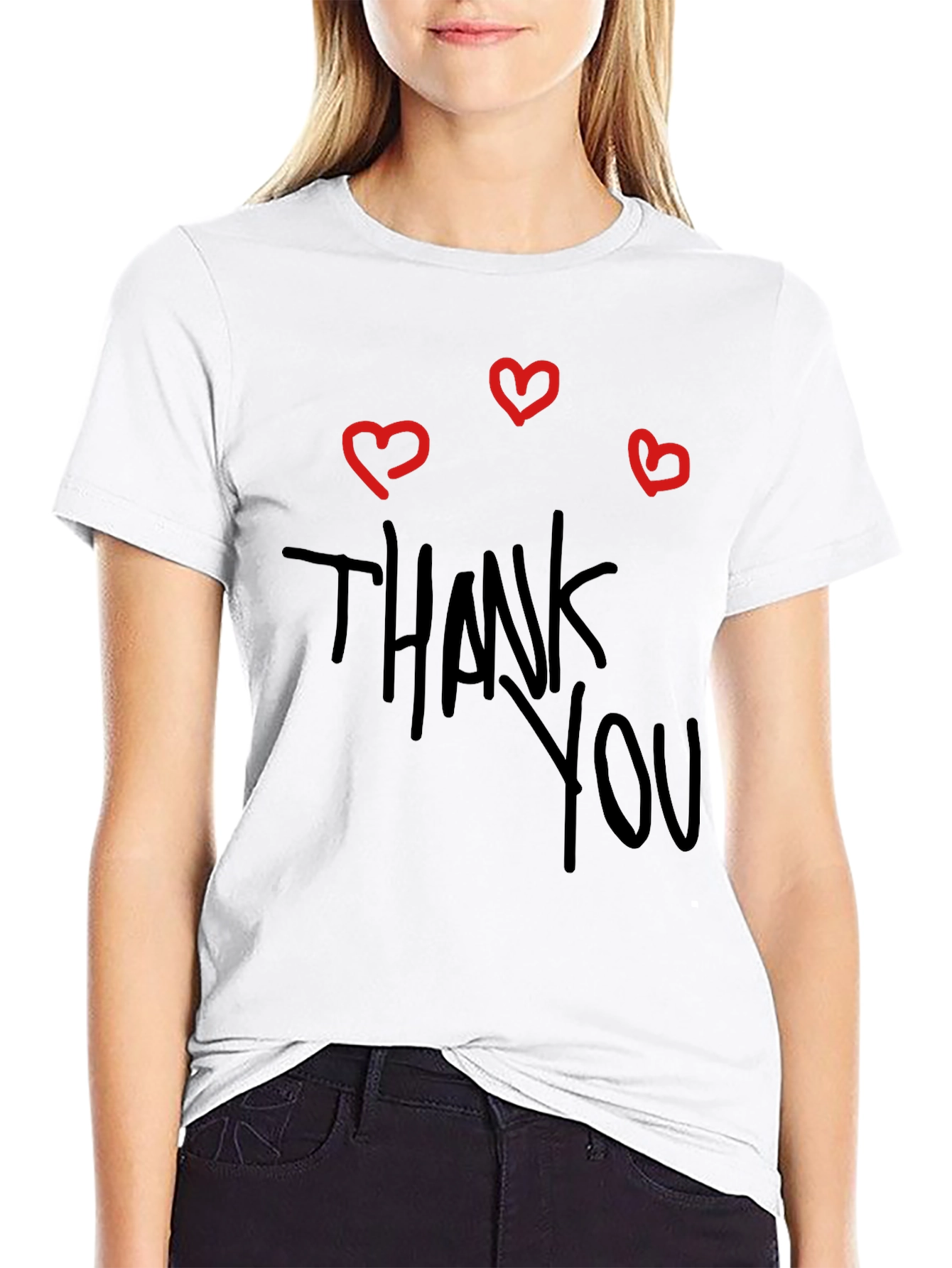 Thank You T-Shirt with Heart Graphics