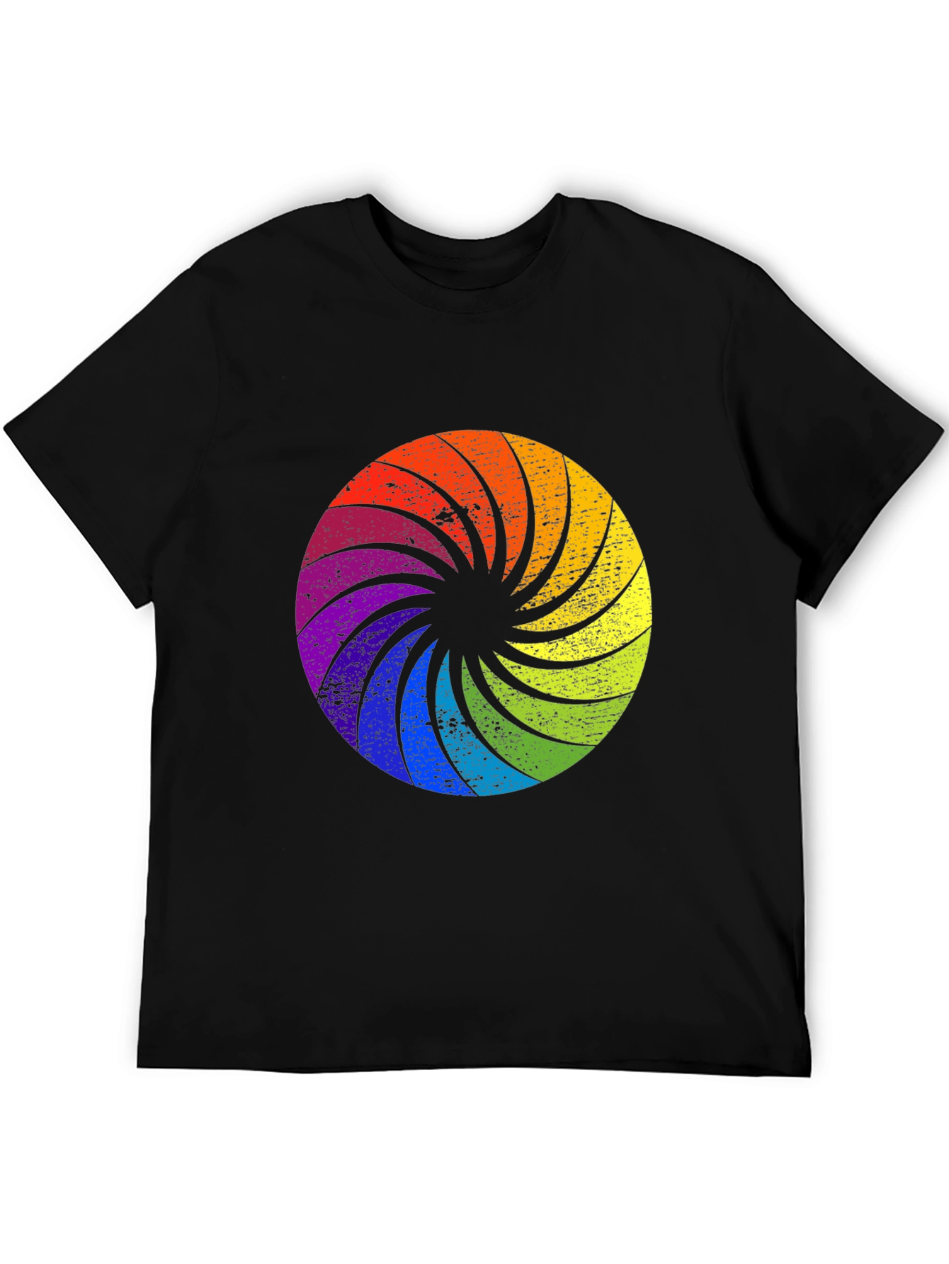 Rainbow Swirl Graphic Black T-Shirt