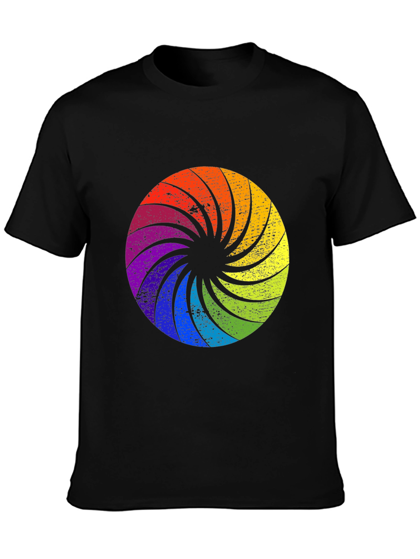 Rainbow Swirl Graphic Black T-Shirt