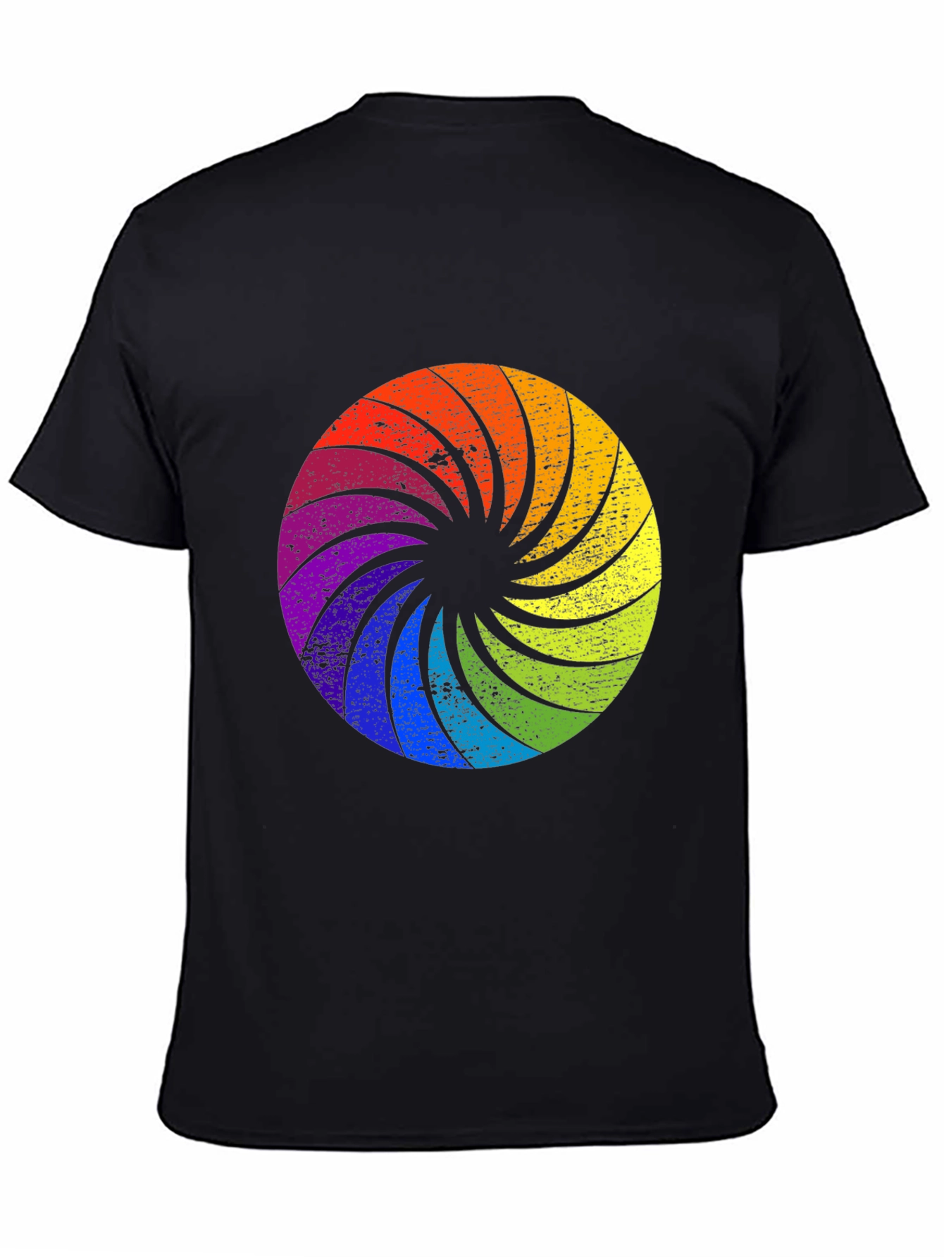 Rainbow Swirl Graphic Black T-Shirt