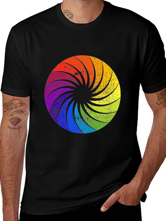 Rainbow Swirl Graphic Black T-Shirt