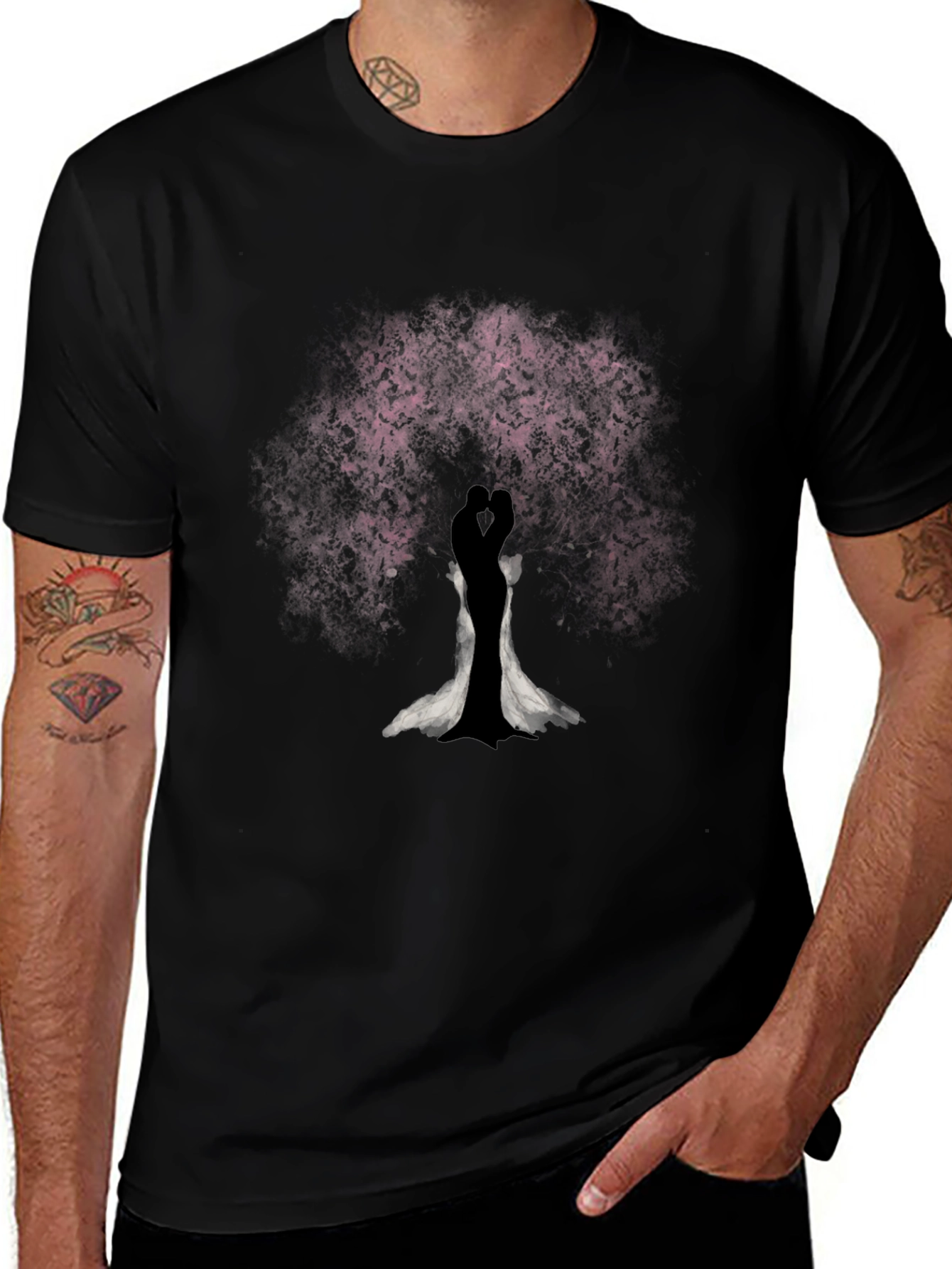 Romantic Couple Under Tree Graphic Tee