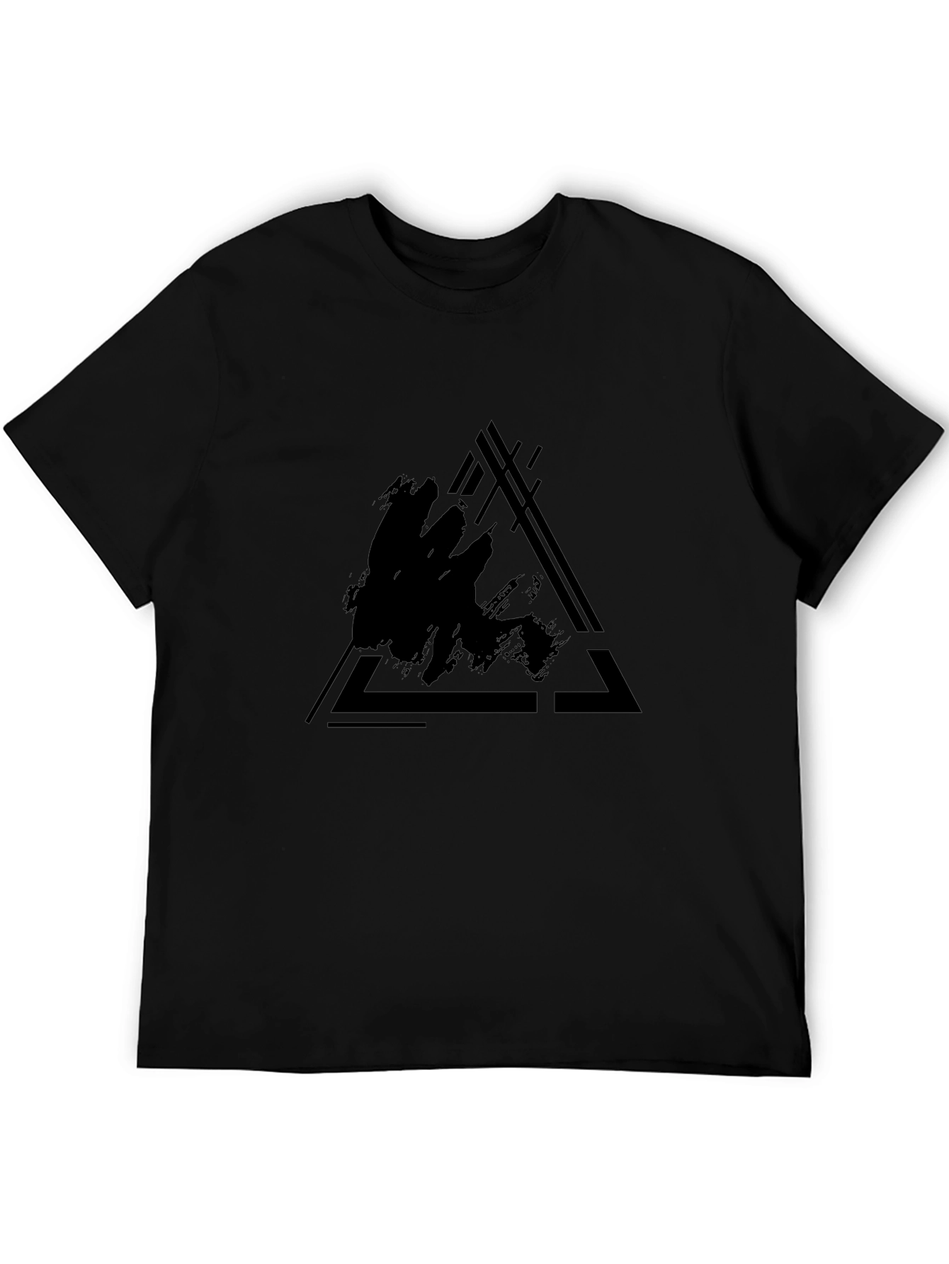 Abstract Triangle Graphic Black T-Shirt