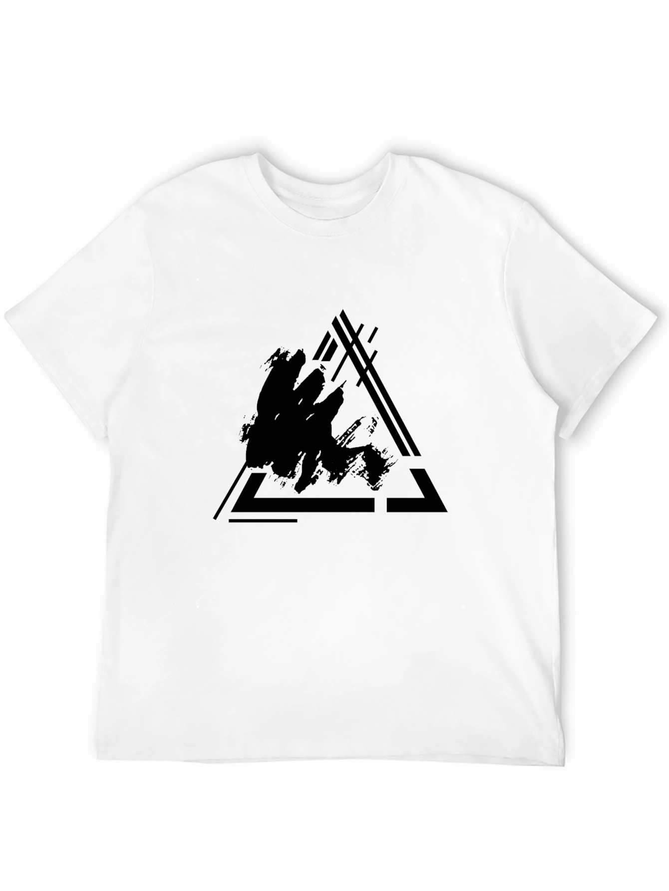 Abstract Triangle Graphic Black T-Shirt