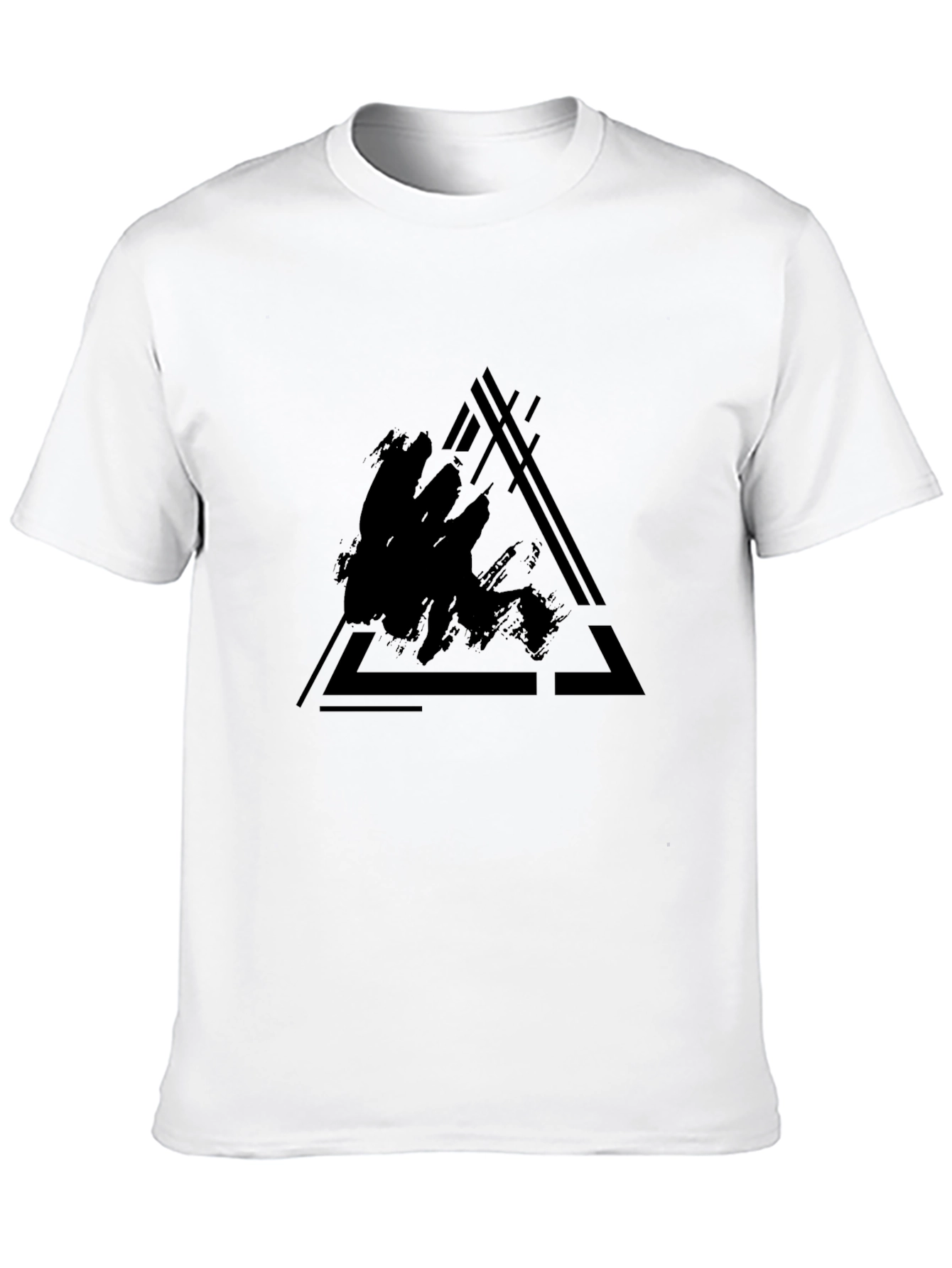 Abstract Triangle Graphic Black T-Shirt