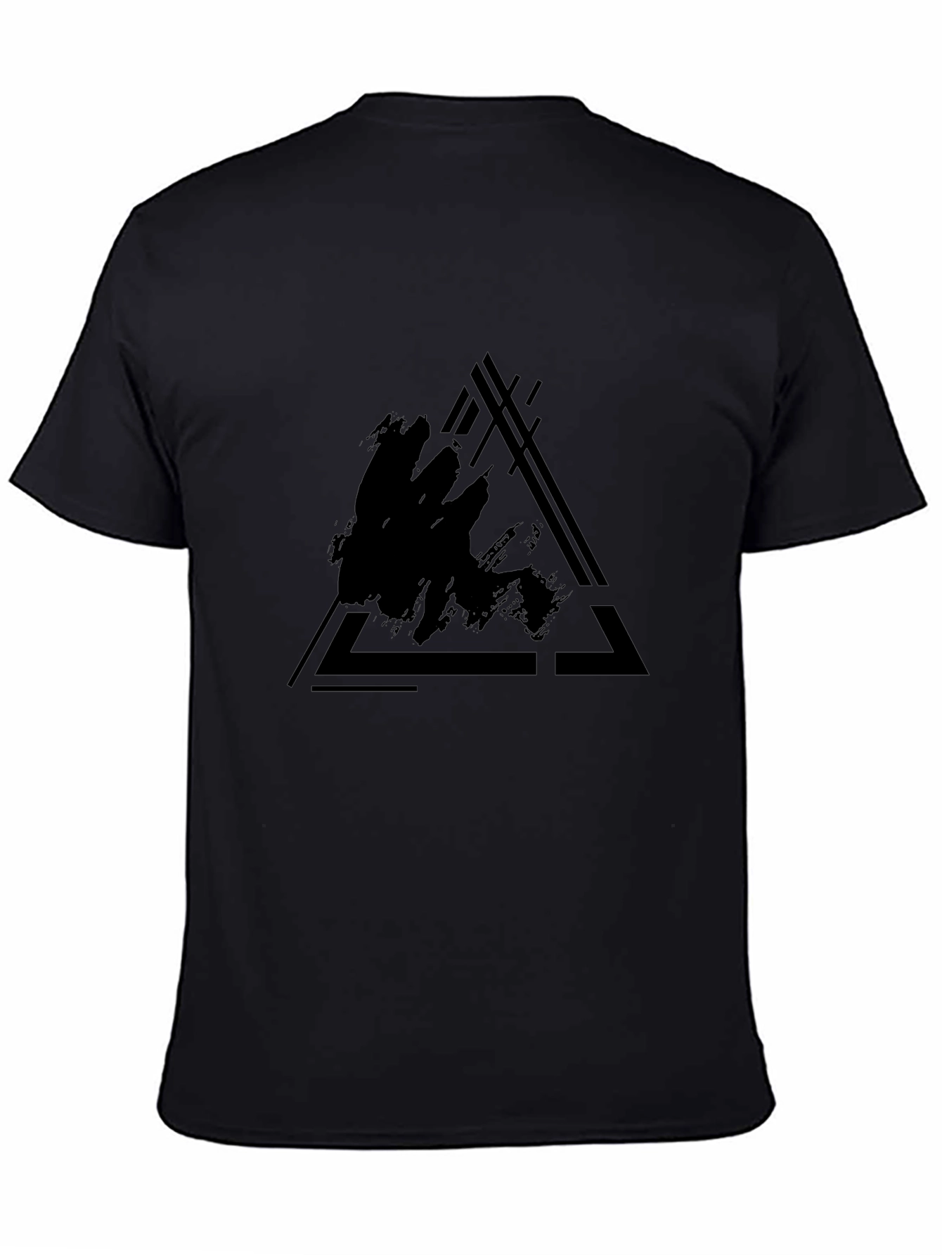 Abstract Triangle Graphic Black T-Shirt