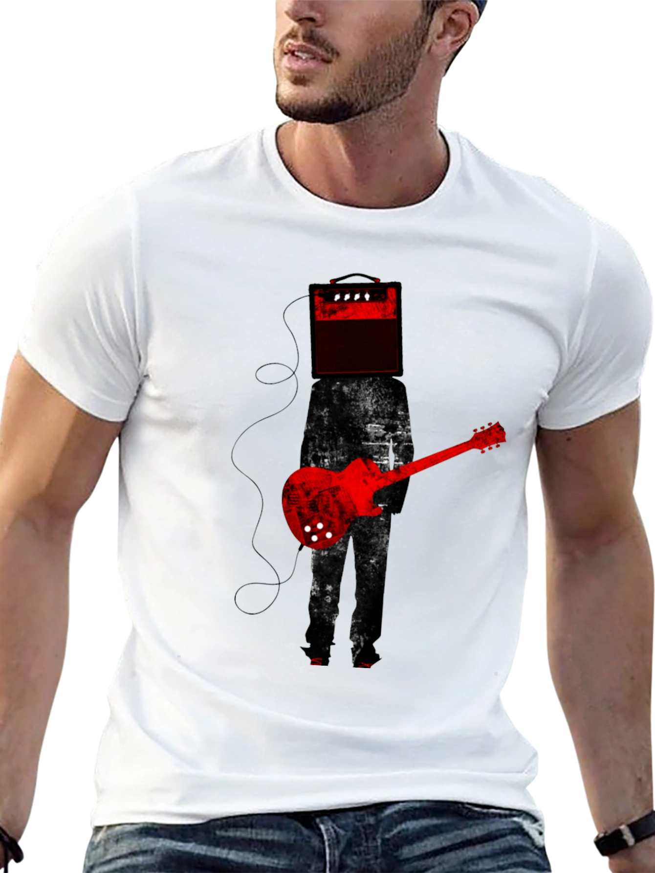 Amplifier Head Guitar Player Graphic Tee