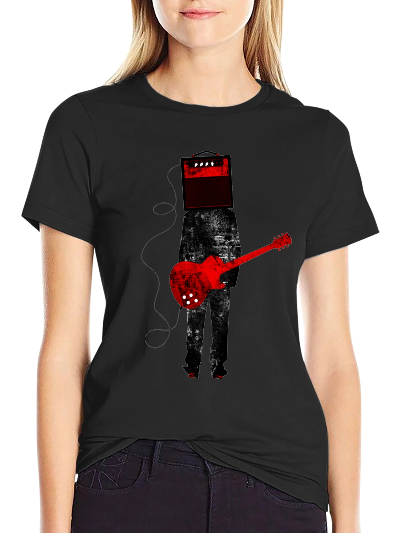 Amplifier Head Guitar Player Graphic Tee