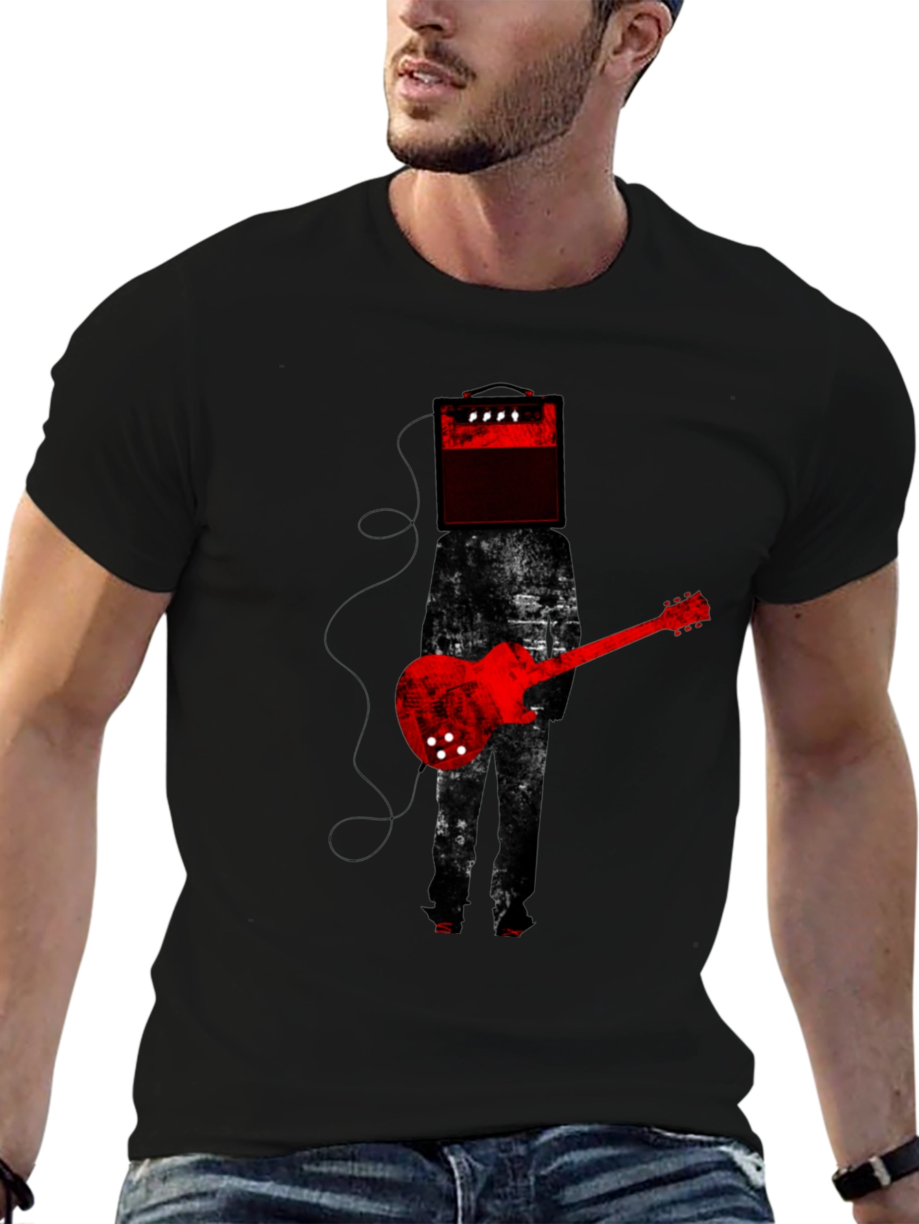 Amplifier Head Guitar Player Graphic Tee