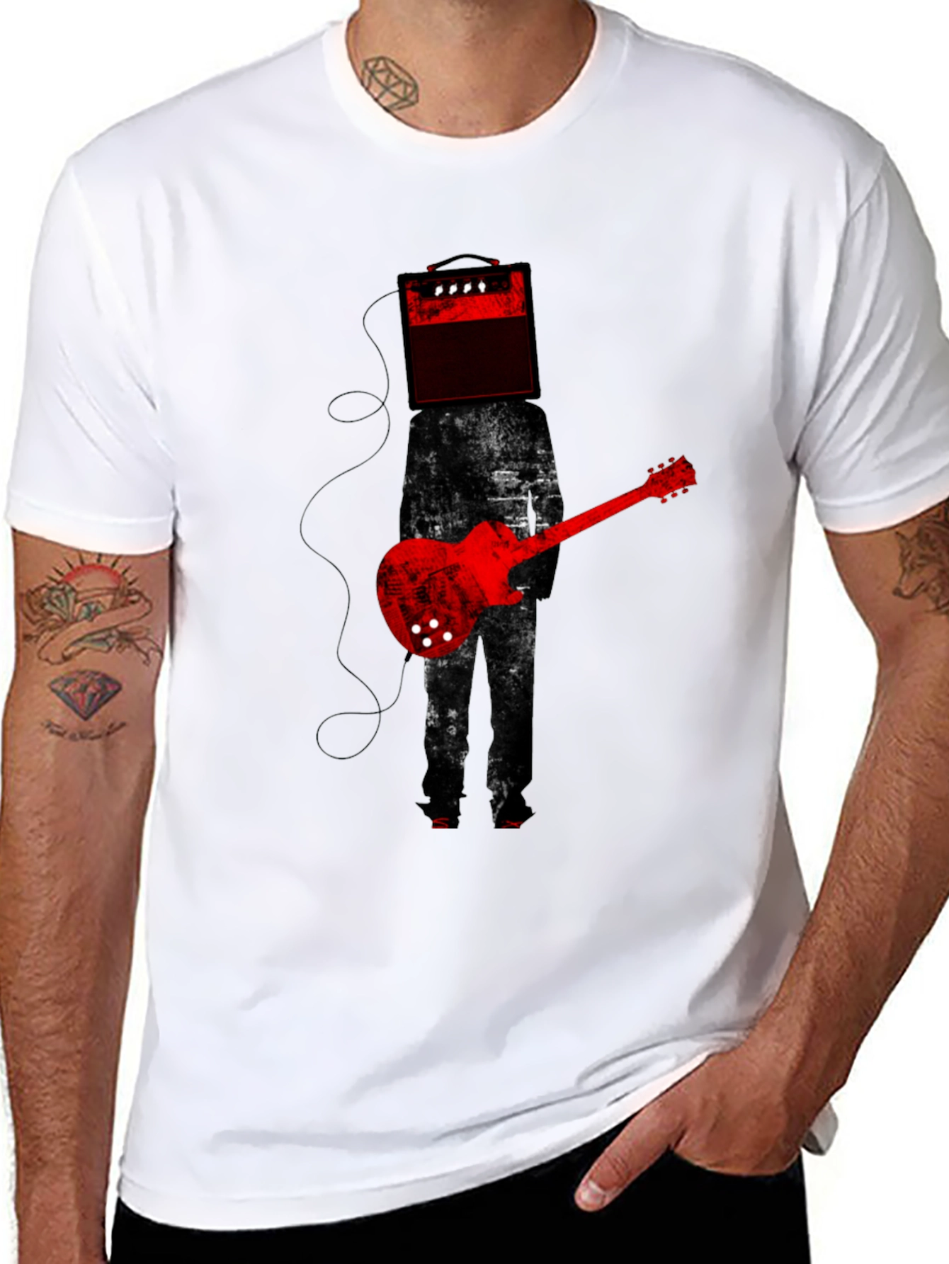 Amplifier Head Guitar Player Graphic Tee