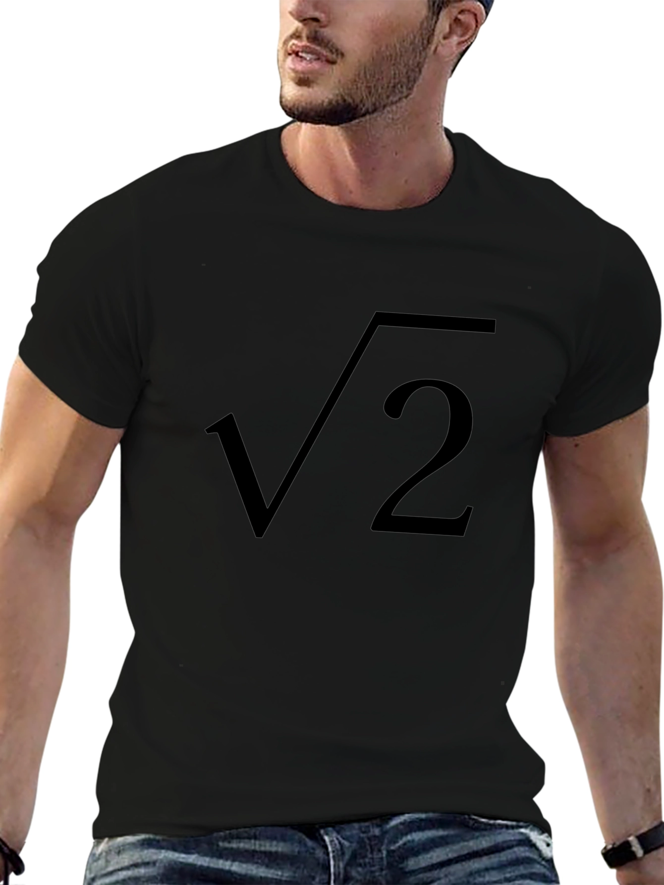 Square Root of 2 Black T-Shirt Math Design
