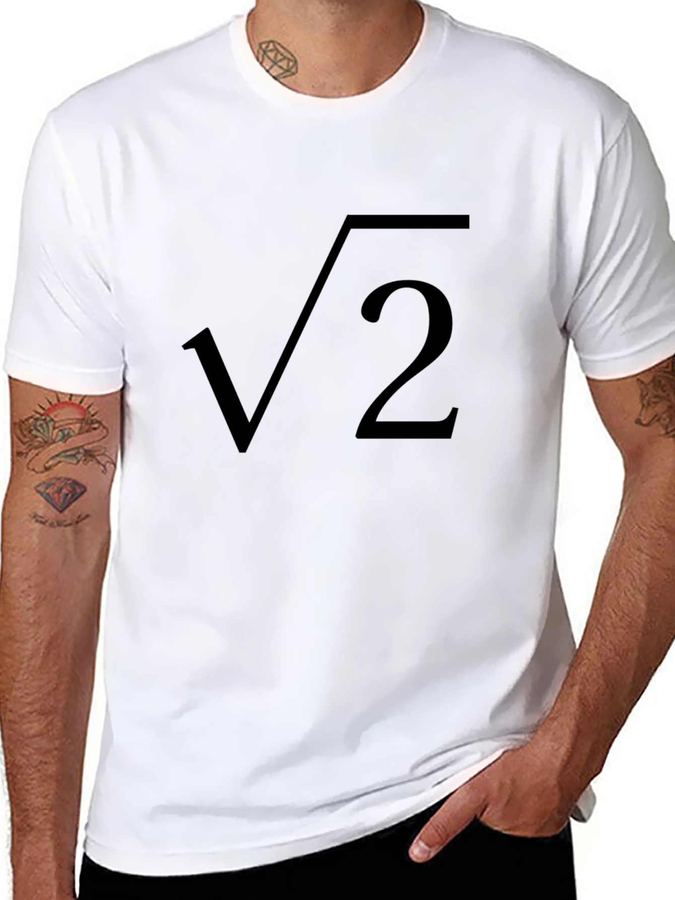 Square Root of 2 Black T-Shirt Math Design