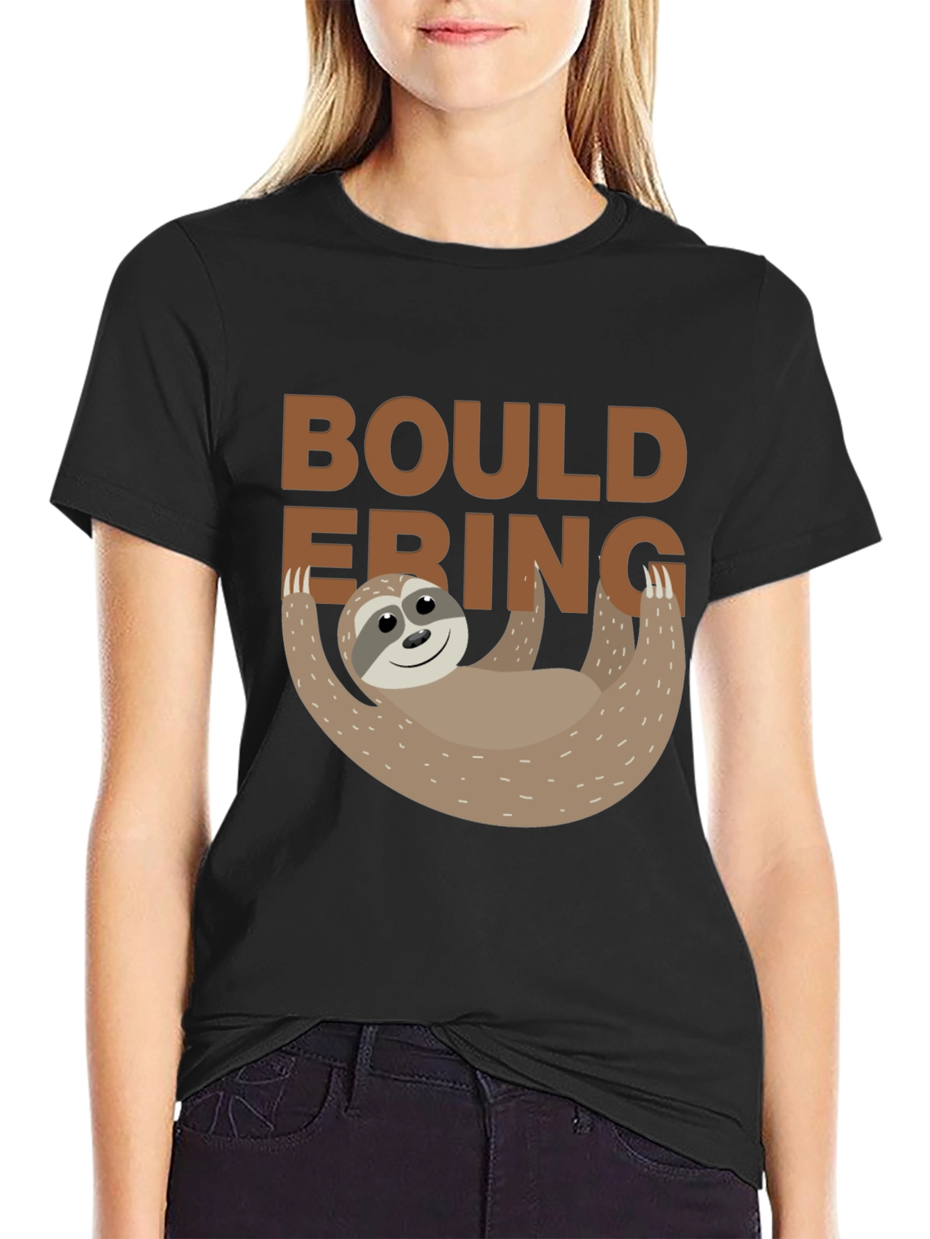 Bouldering Sloth Graphic Tee - Black