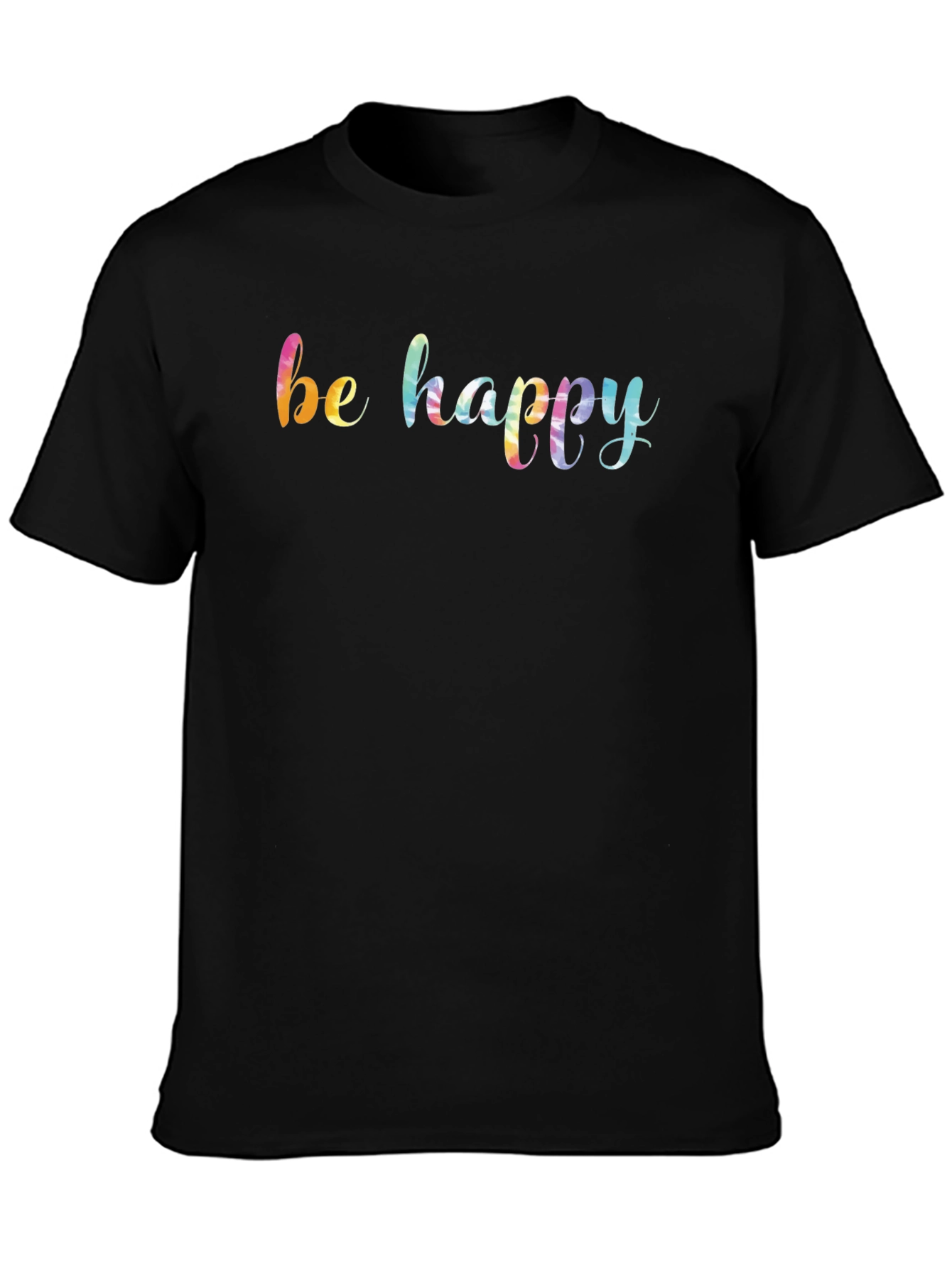 Be Happy Rainbow Graphic Black T-Shirt