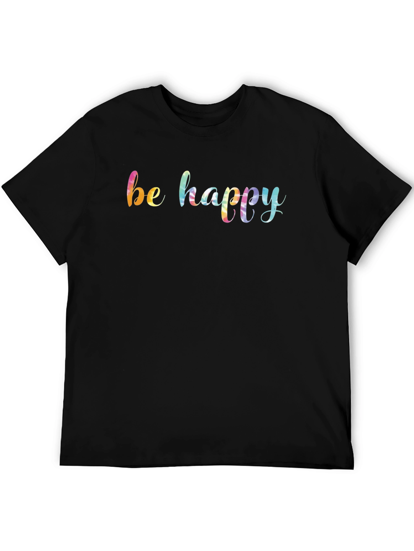 Be Happy Rainbow Graphic Black T-Shirt