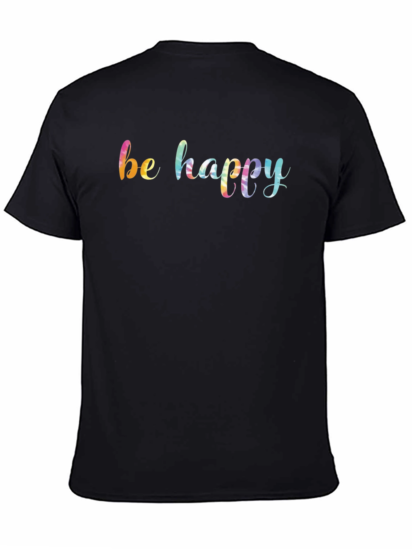 Be Happy Rainbow Graphic Black T-Shirt