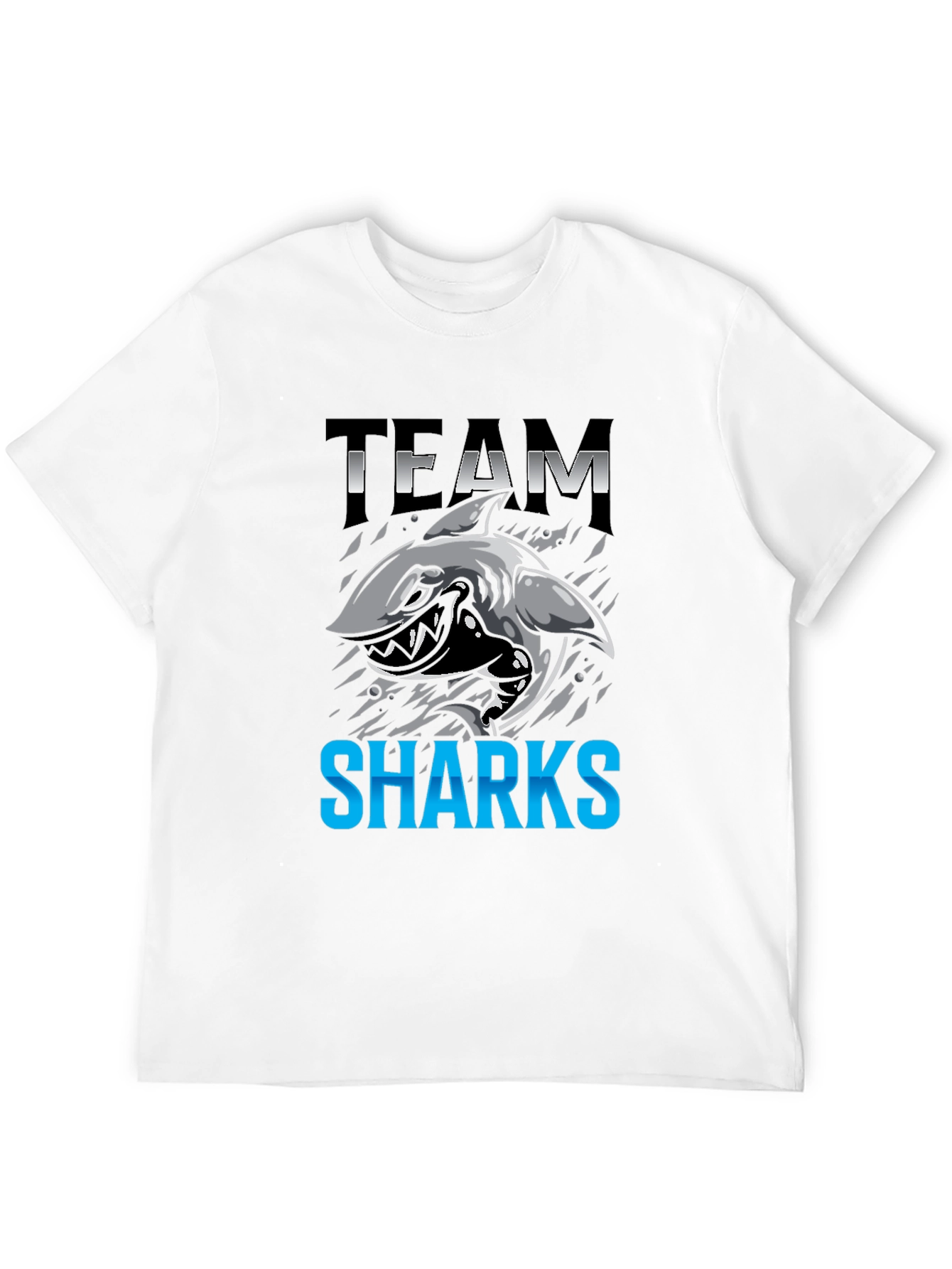 Team Sharks Graphic Print Black T-Shirt