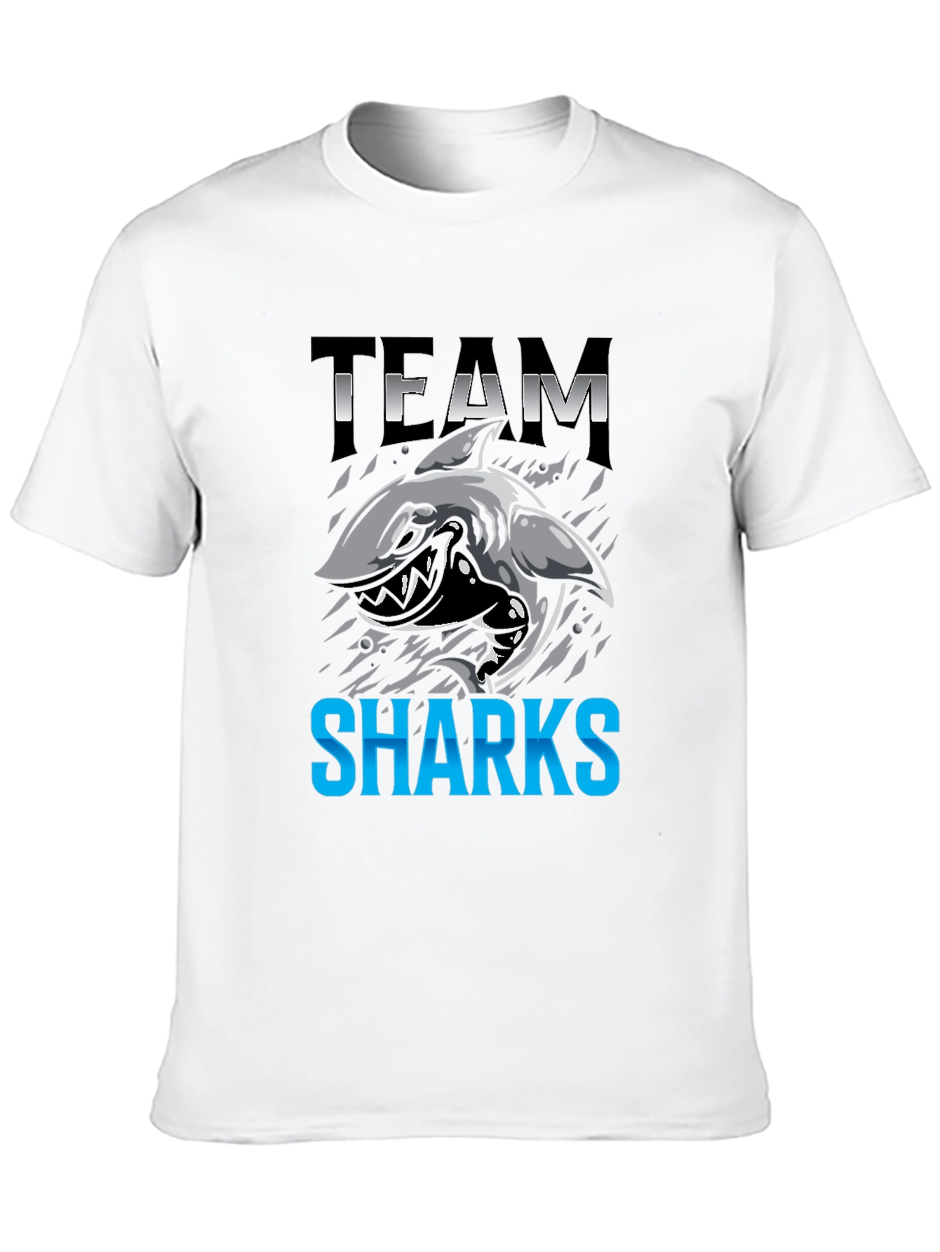 Team Sharks Graphic Print Black T-Shirt