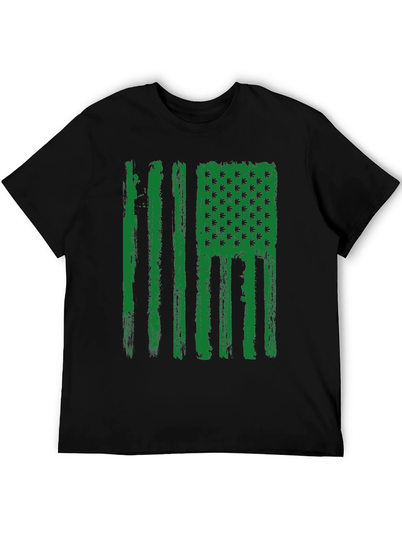 American Flag Weed Leaf Mens Black T-Shirt