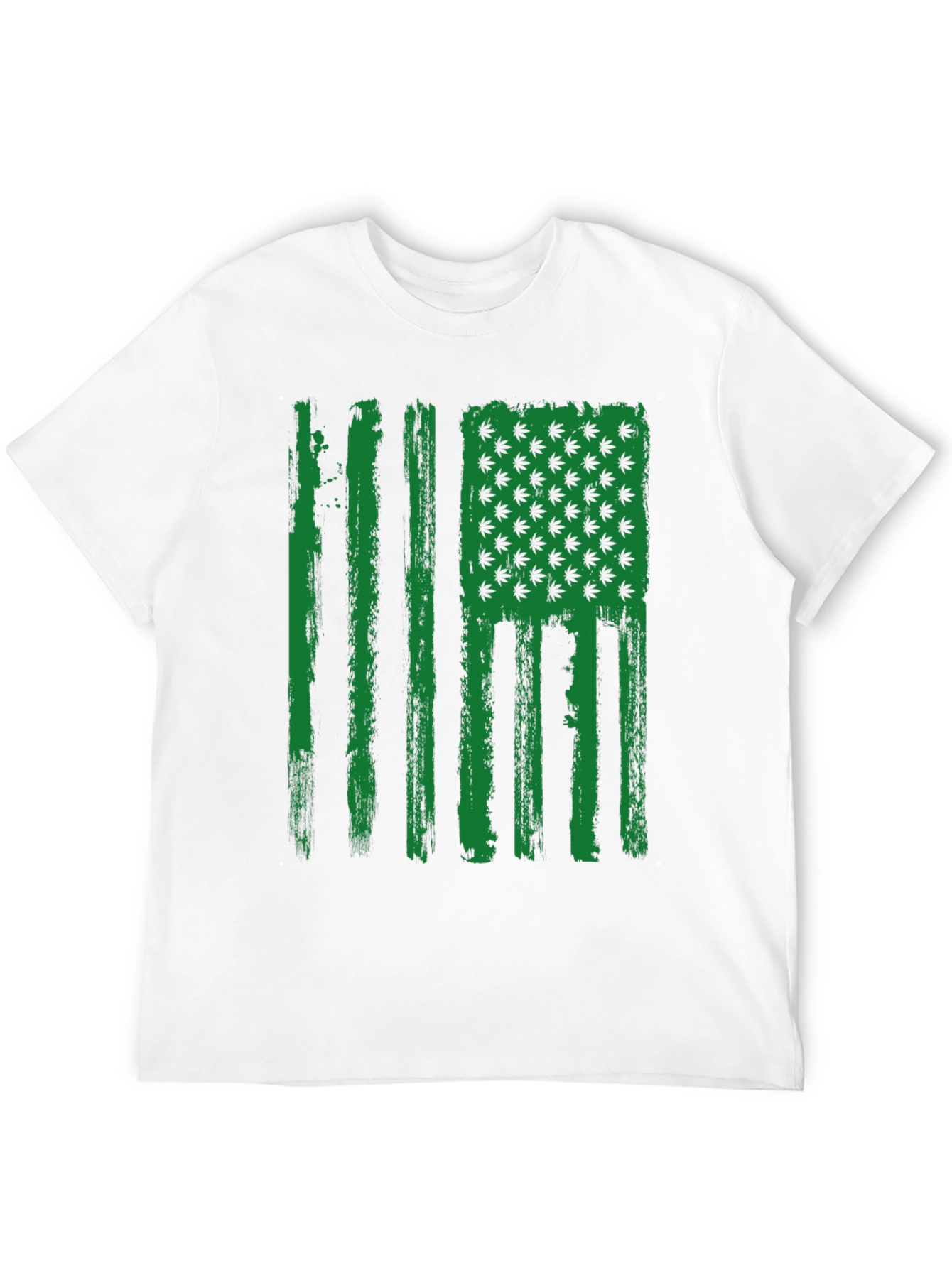 American Flag Weed Leaf Mens Black T-Shirt