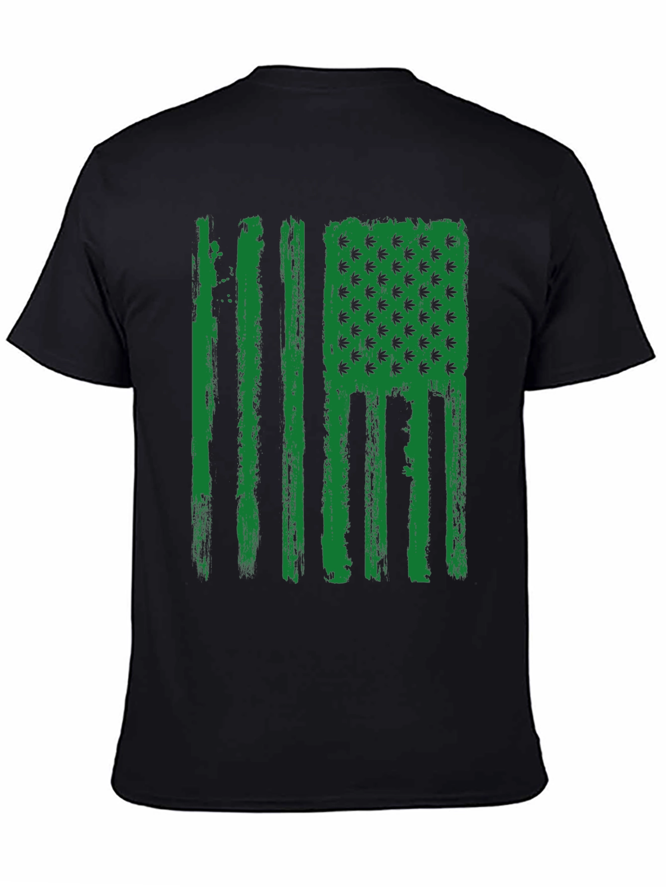 American Flag Weed Leaf Mens Black T-Shirt