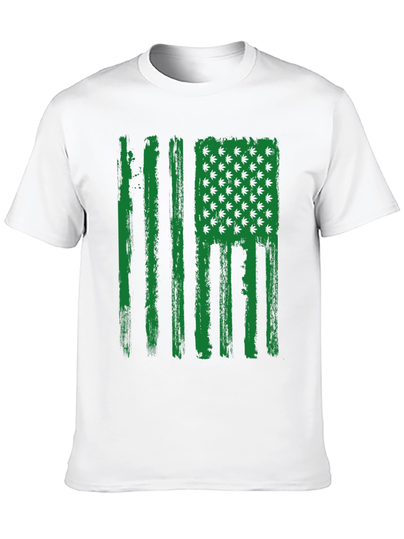 American Flag Weed Leaf Mens Black T-Shirt