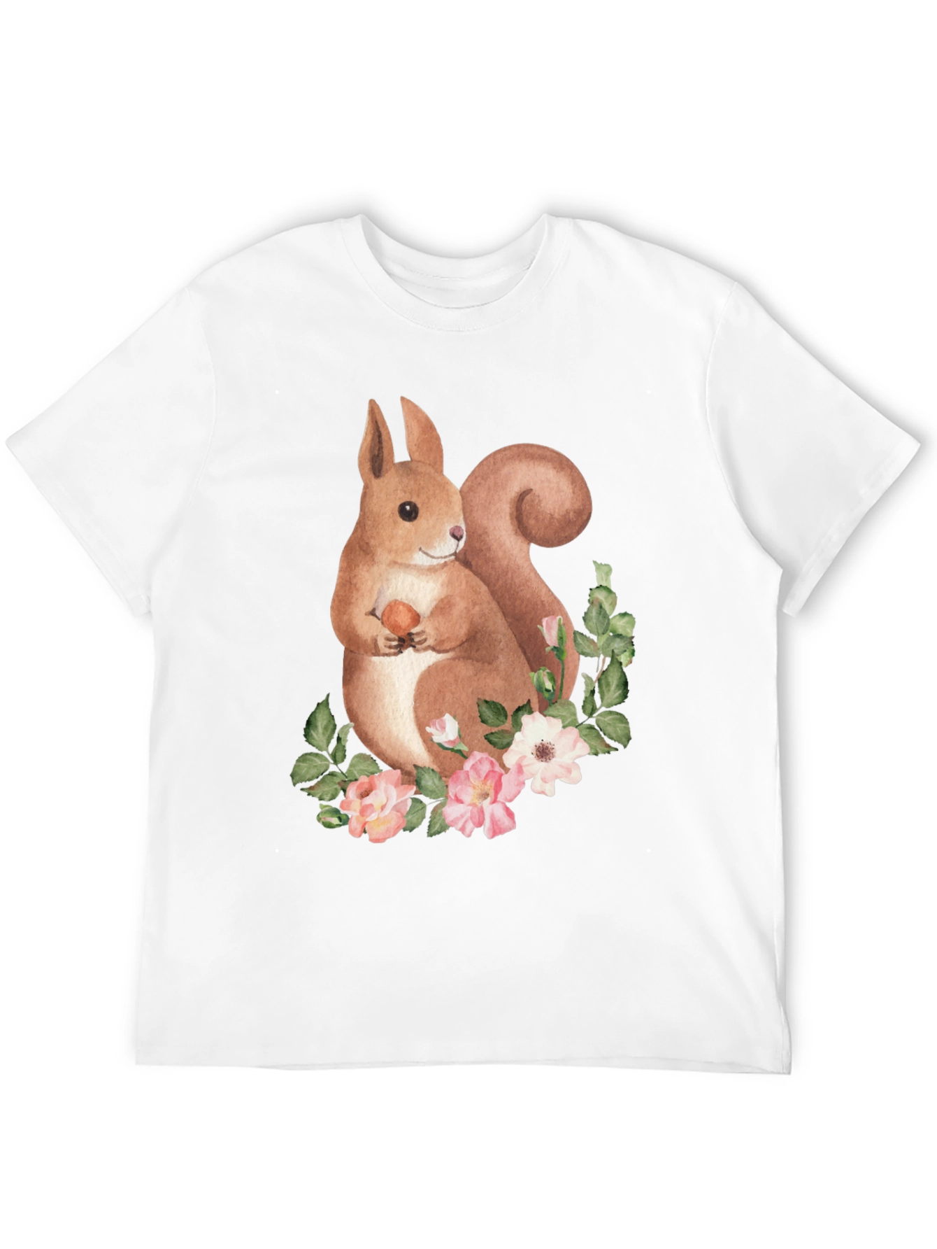 Squirrel & Floral T-Shirt - Nature Lover Tee