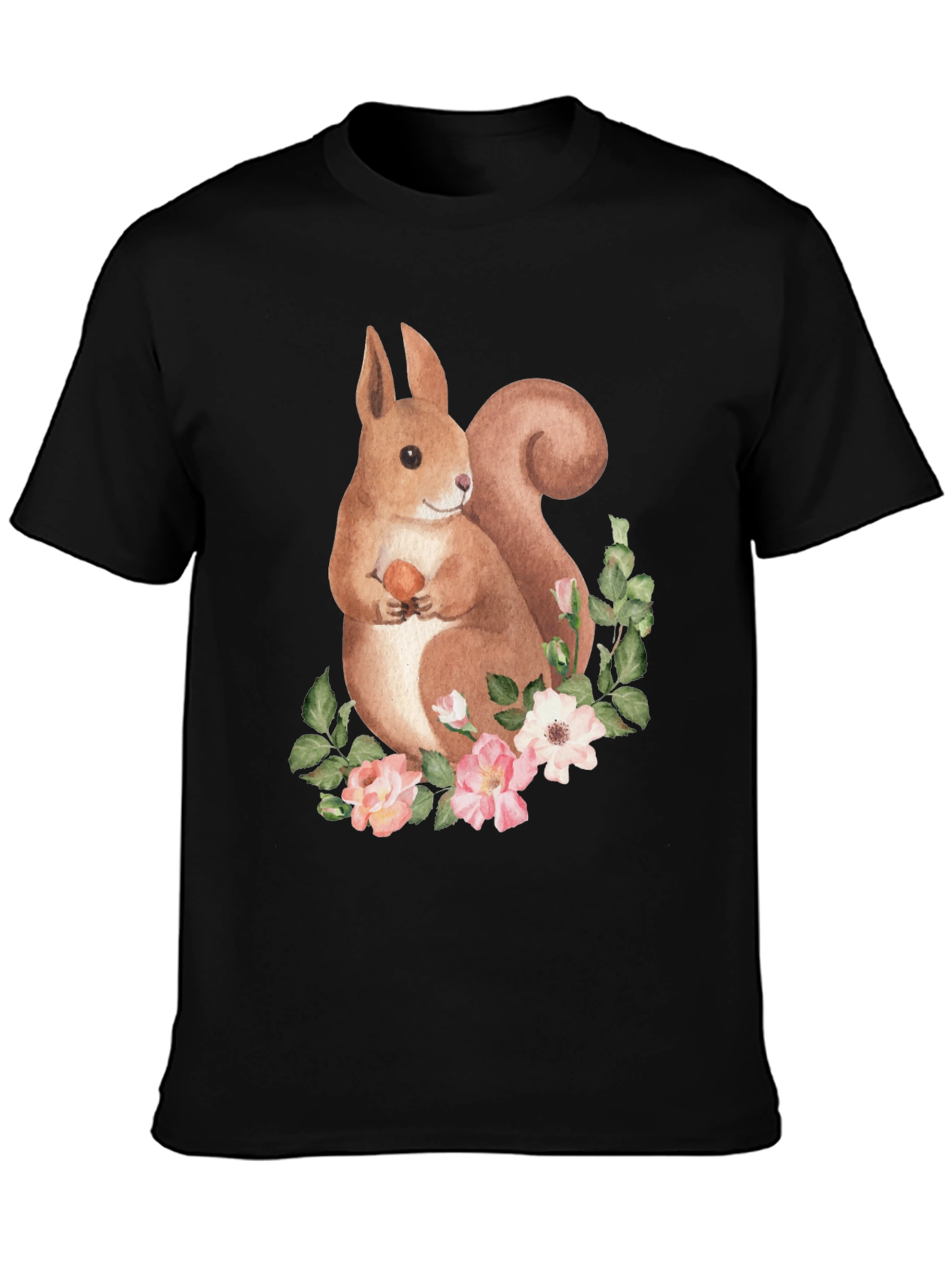 Squirrel & Floral T-Shirt - Nature Lover Tee