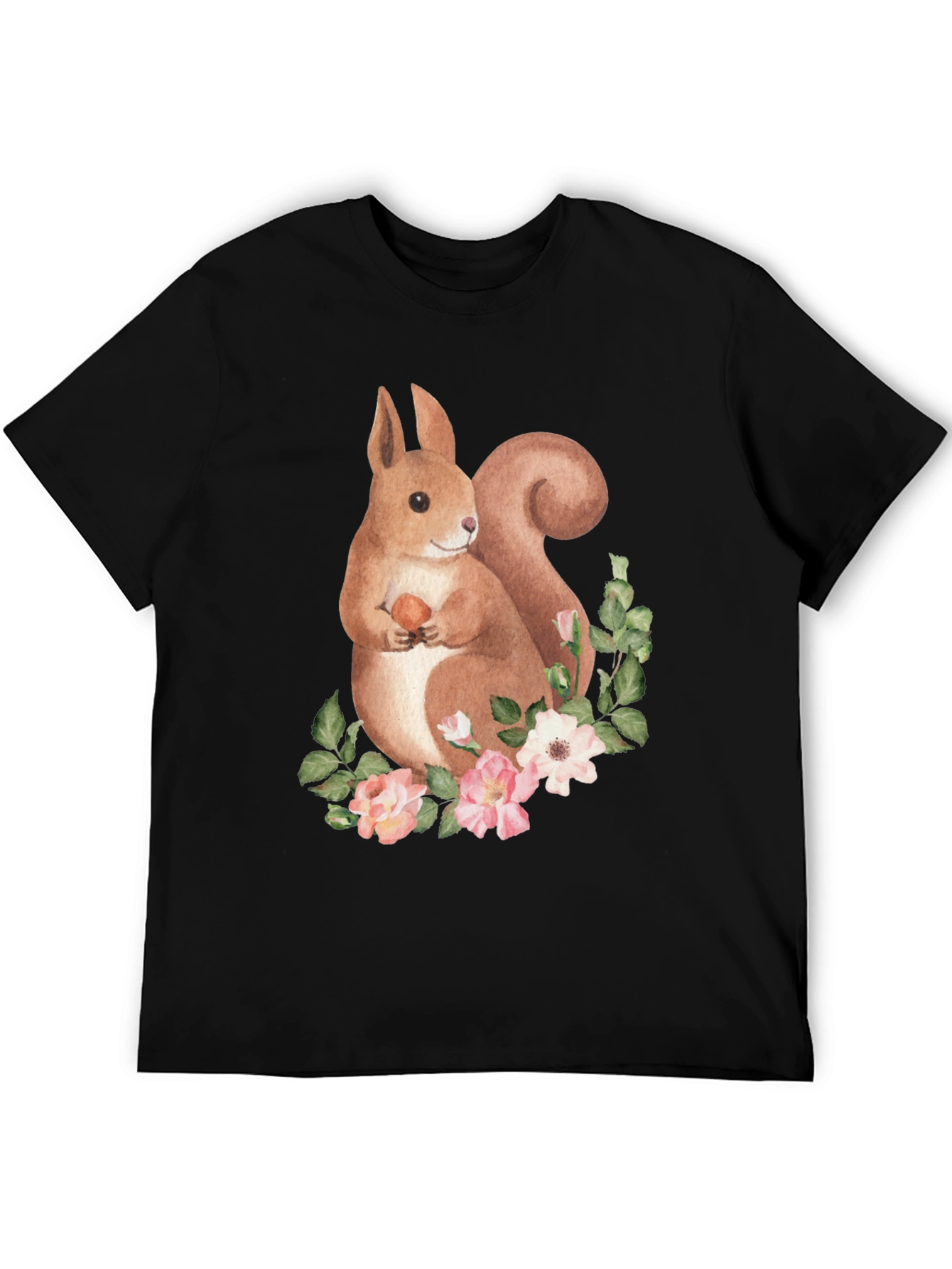 Squirrel & Floral T-Shirt - Nature Lover Tee