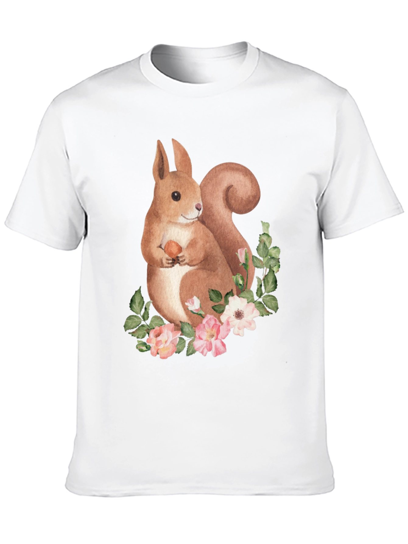 Squirrel & Floral T-Shirt - Nature Lover Tee