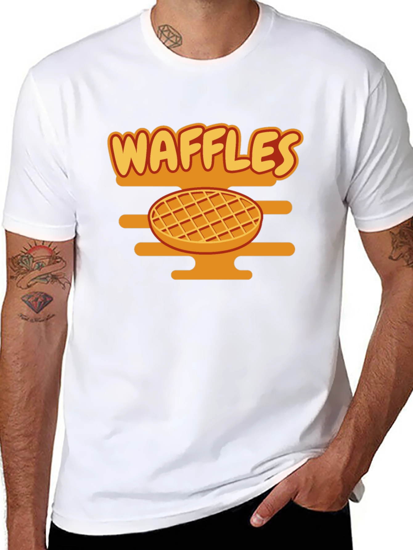 Waffles Graphic Tee - Funny Food Shirt