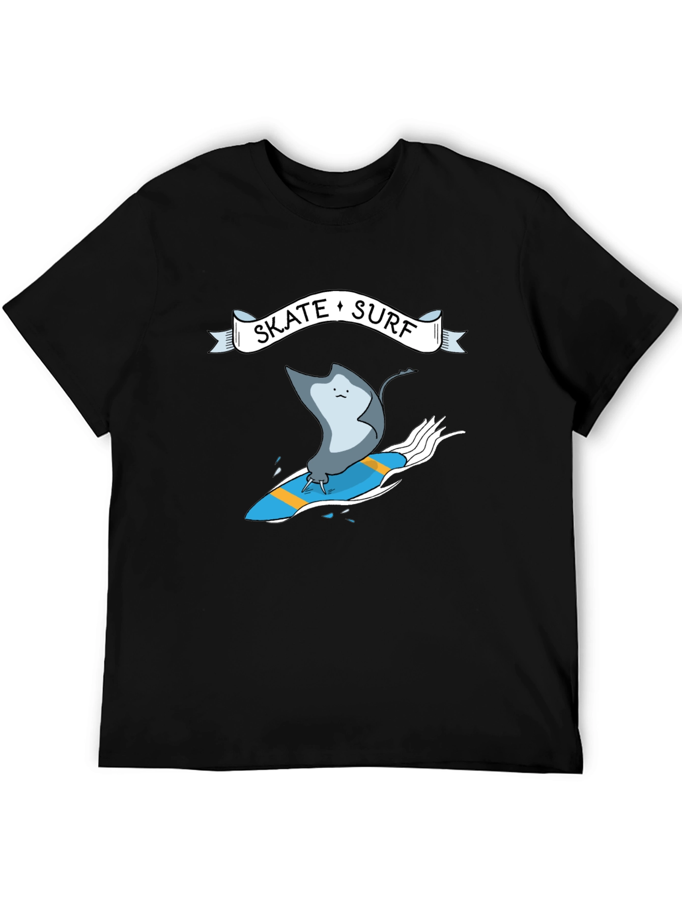 Skate Surf Ray Graphic Tee - Black Cotton T-Shirt