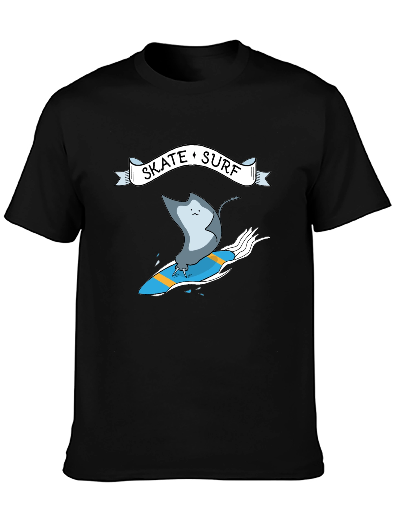 Skate Surf Ray Graphic Tee - Black Cotton T-Shirt