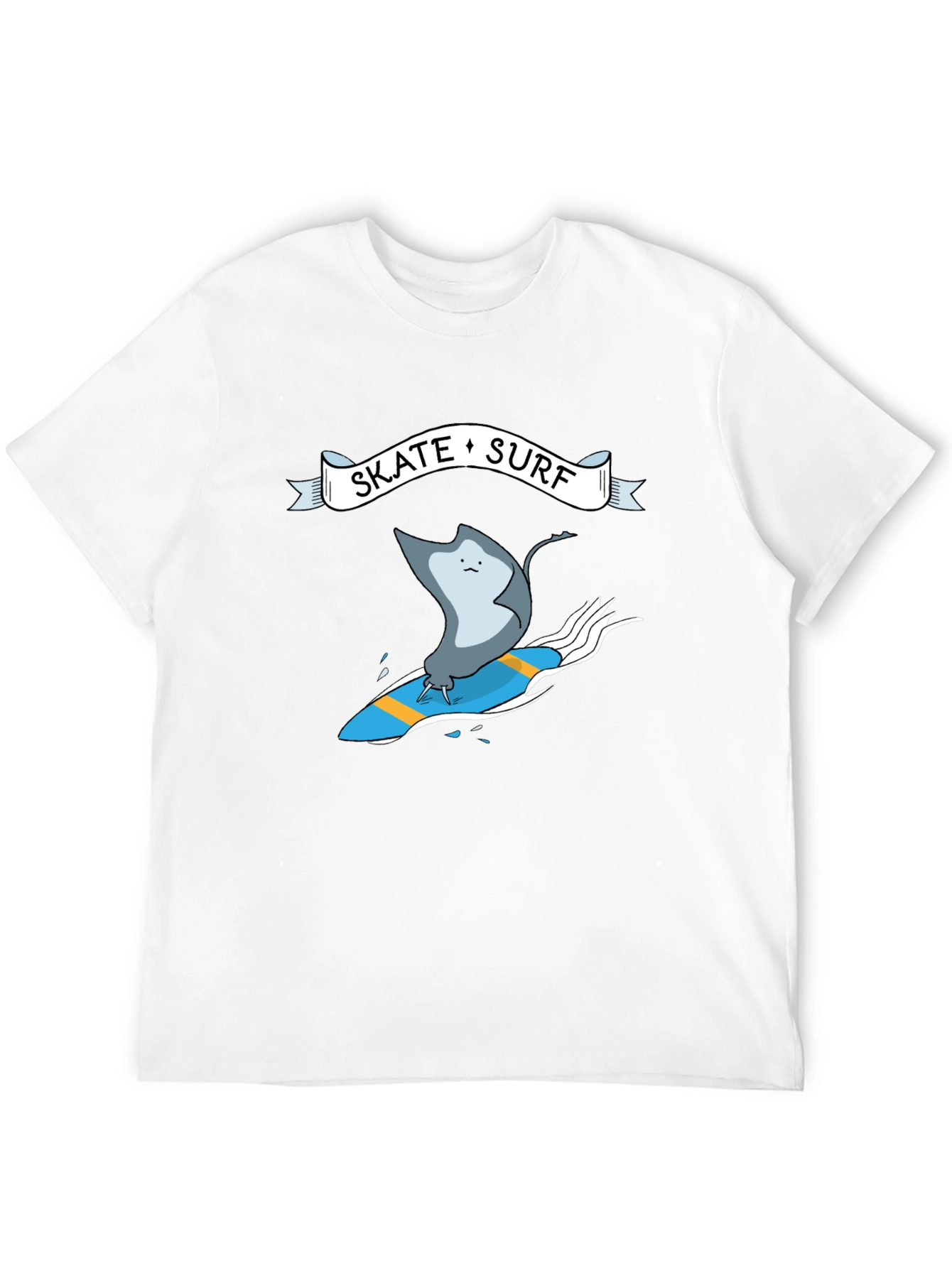 Skate Surf Ray Graphic Tee - Black Cotton T-Shirt