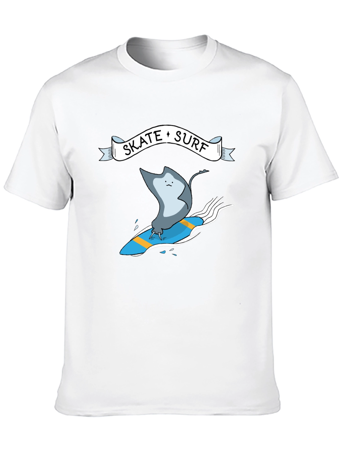 Skate Surf Ray Graphic Tee - Black Cotton T-Shirt