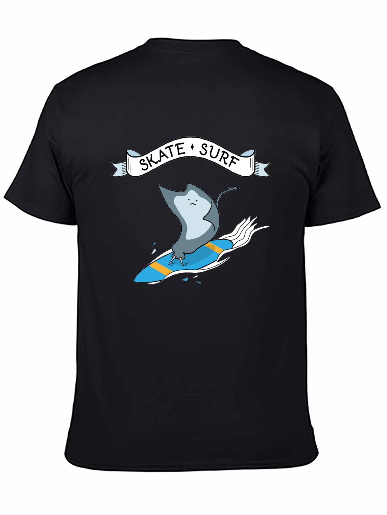 Skate Surf Ray Graphic Tee - Black Cotton T-Shirt