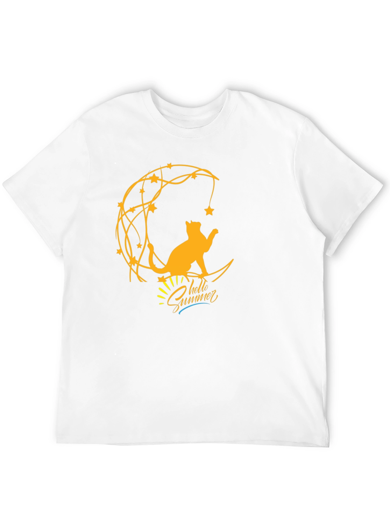 Cat on Moon Graphic Tee - Hello Summer T-Shirt
