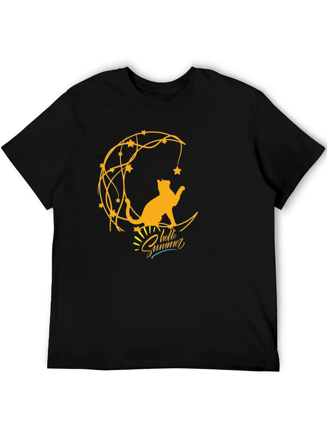 Cat on Moon Graphic Tee - Hello Summer T-Shirt