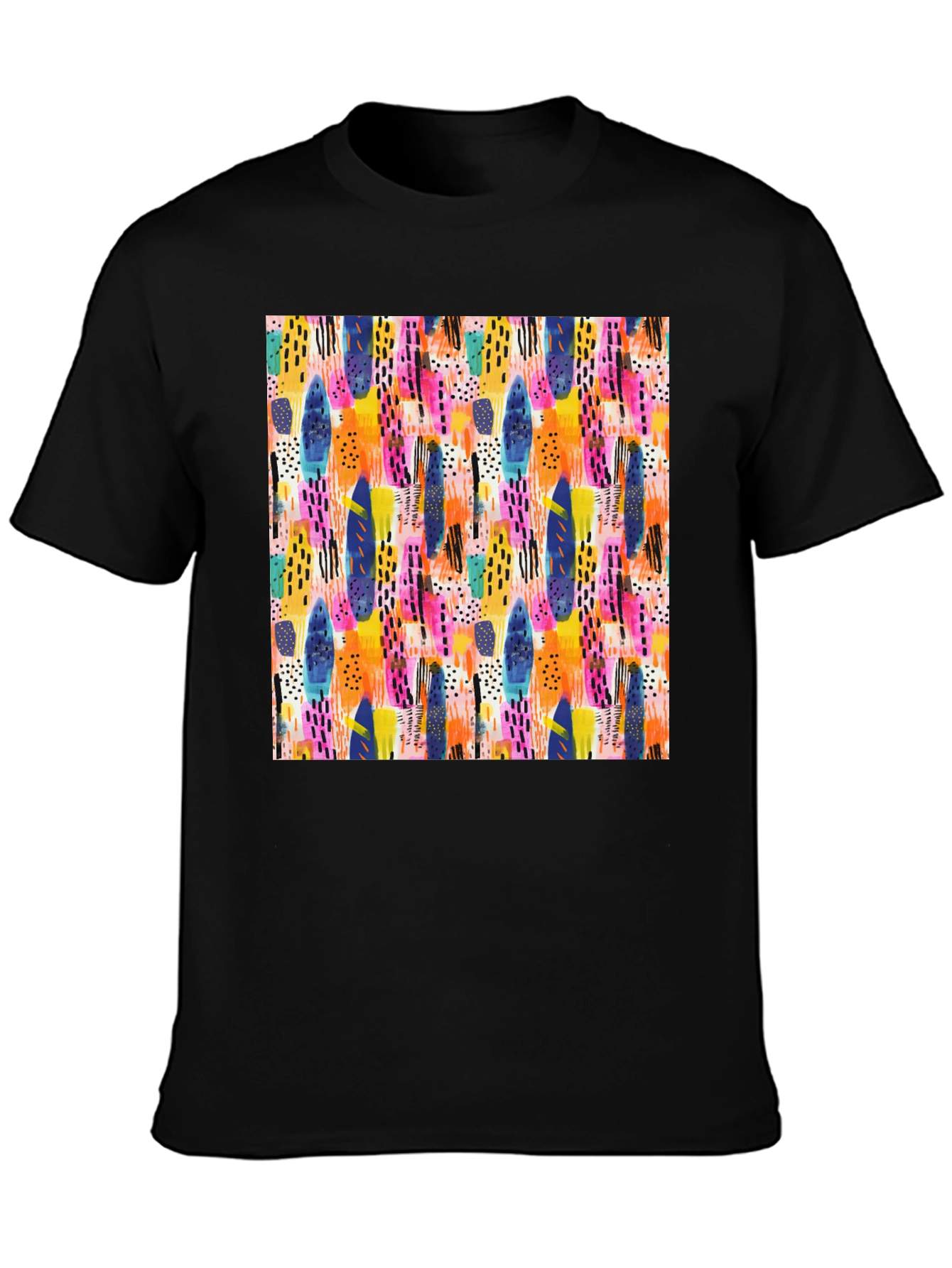 Abstract Pattern Crewneck T-Shirt - Artistic Print