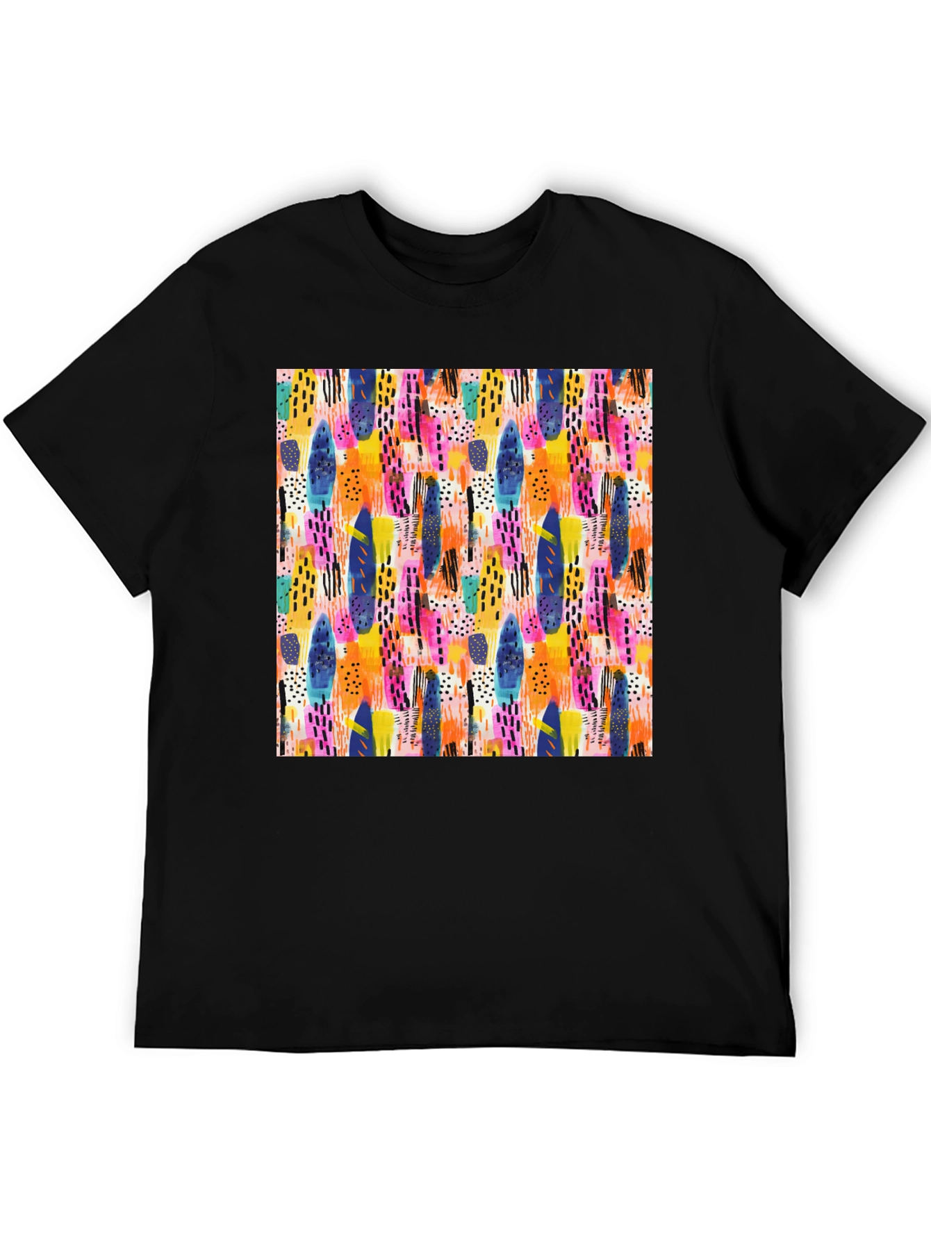 Abstract Pattern Crewneck T-Shirt - Artistic Print